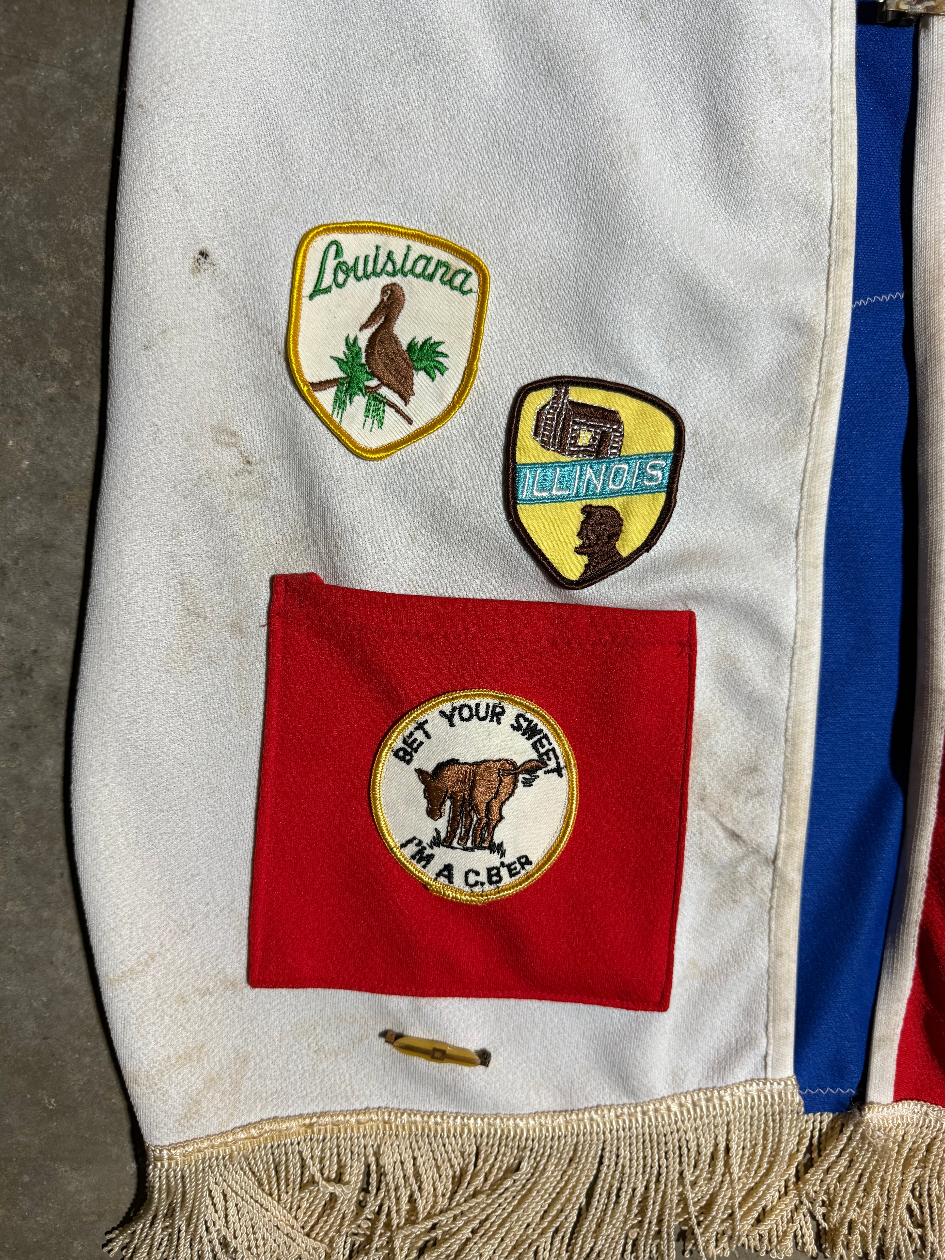 Vintage 70s 1776ers Ditchdigger Red White & Blue Patch Vest (M)