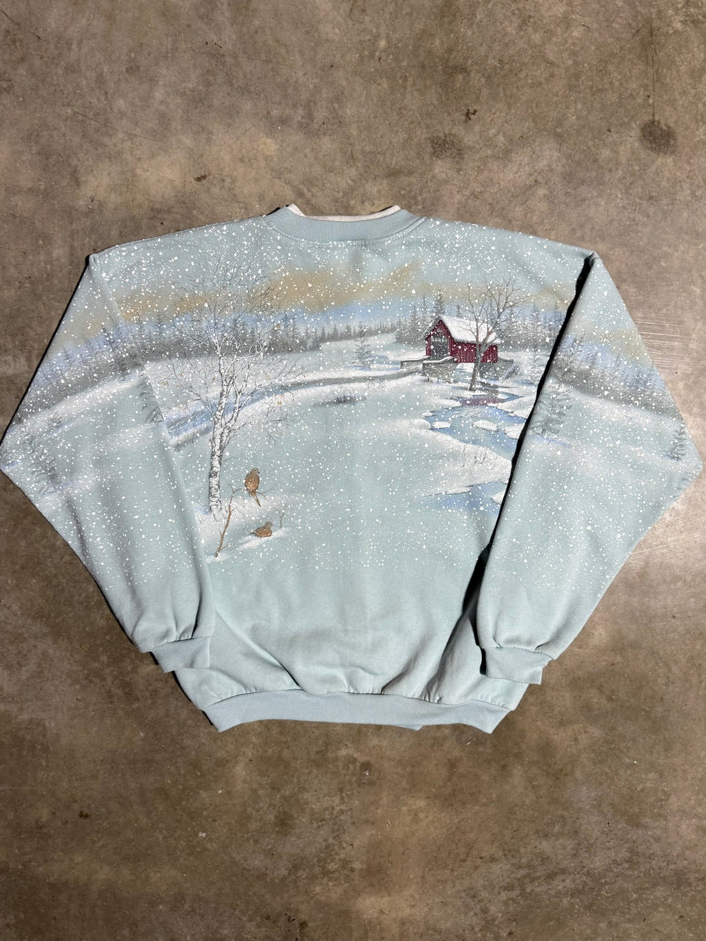 Vintage Countryside Snowfall All Over Print Sweatshirt (WXL)