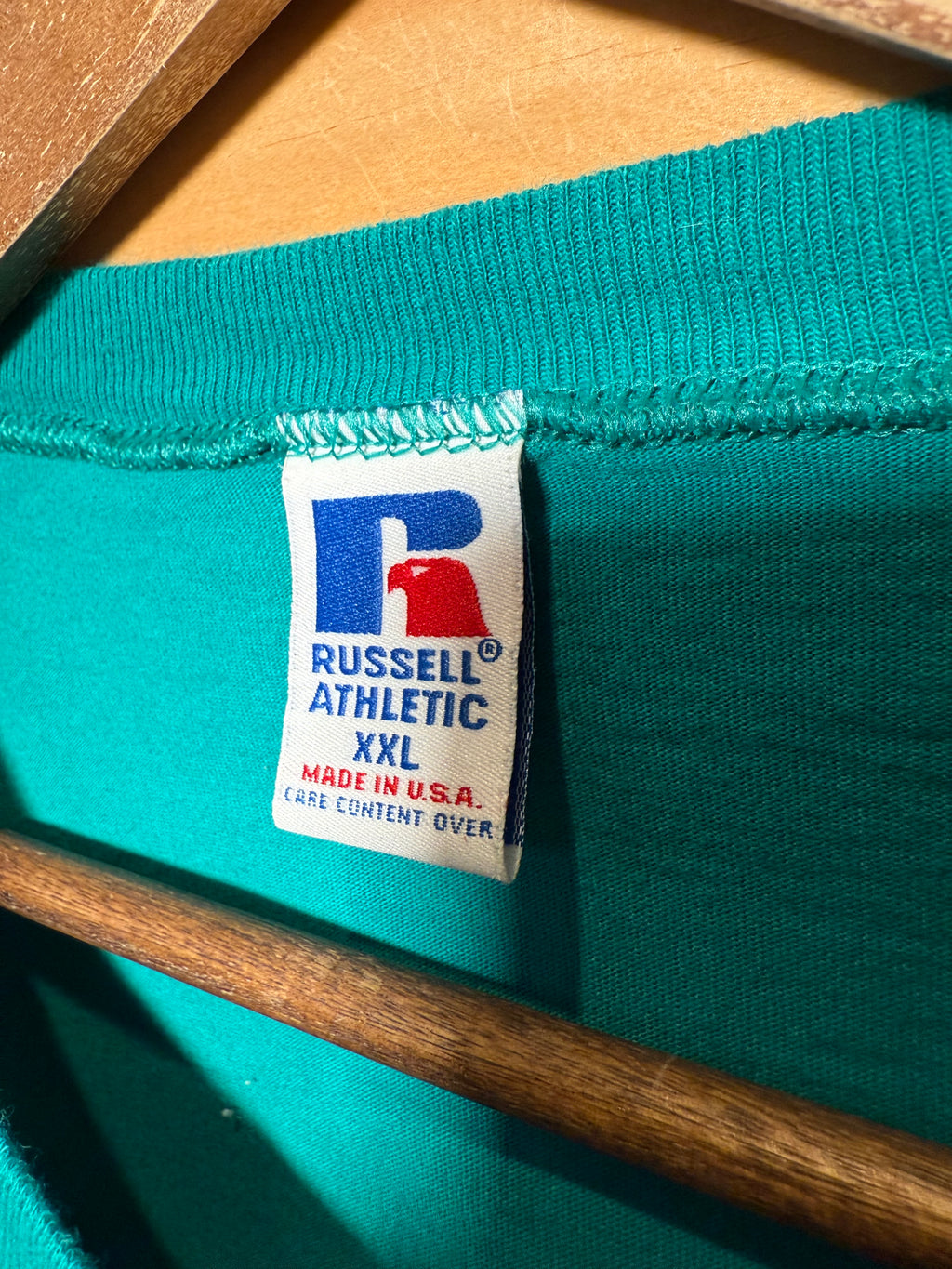 Vintage 90s Russell Athletic Teal Heavyweight Pocket Tee (XXL)