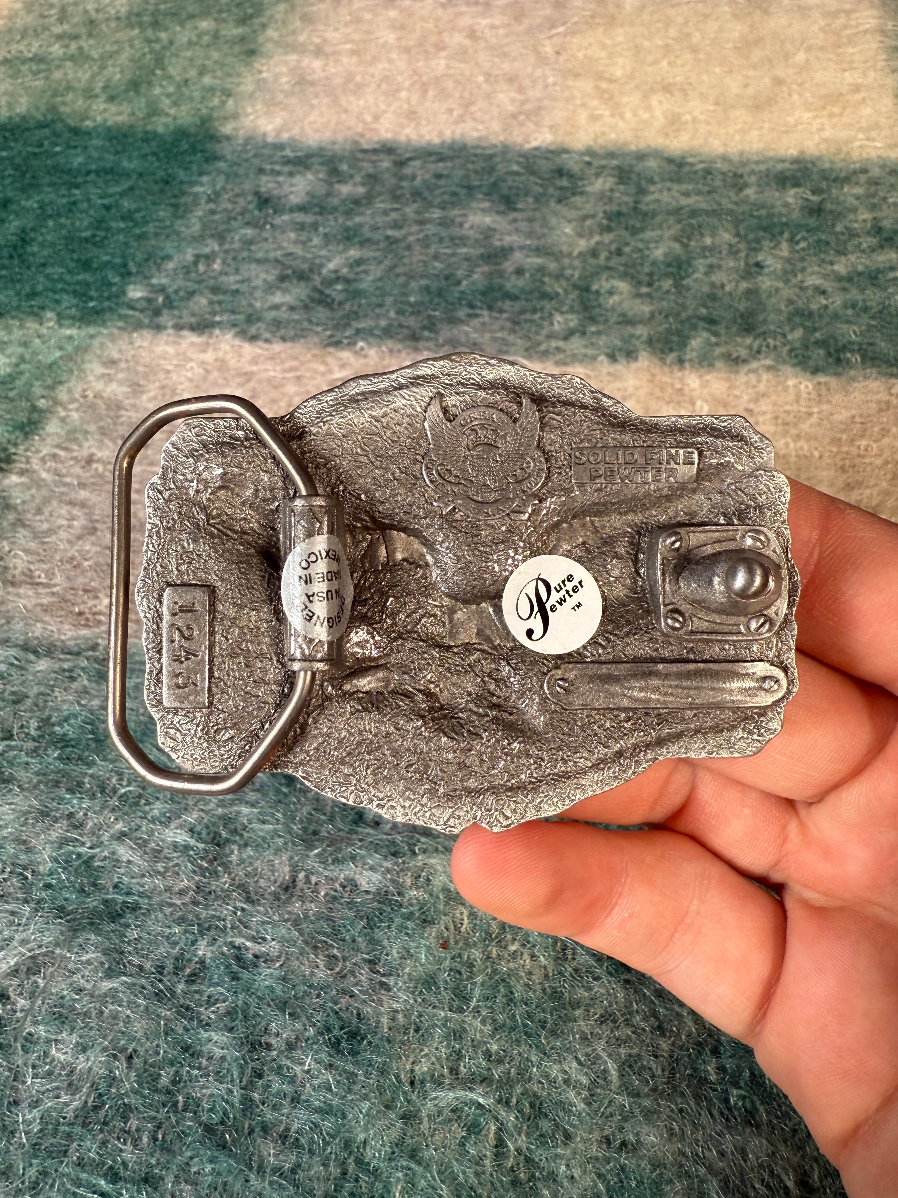 Vintage Flying Eagle Black Belt Buckle