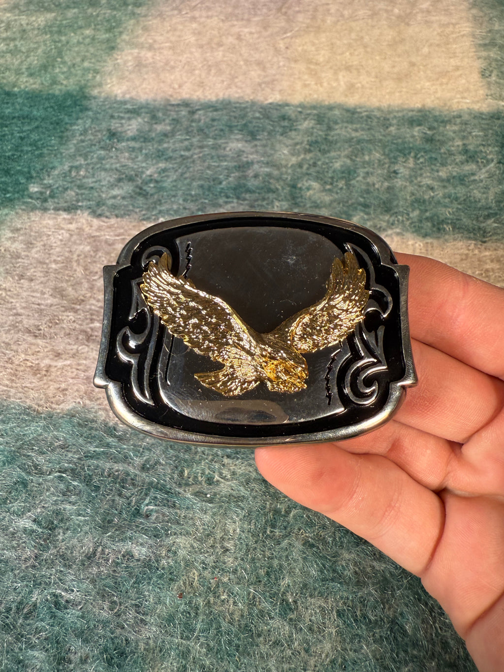 Vintage Silver and Gold Eagle Belt Buckle