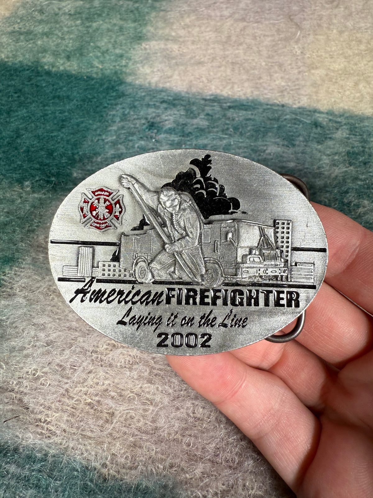 Vintage 2002 American Firefighter Belt Buckle