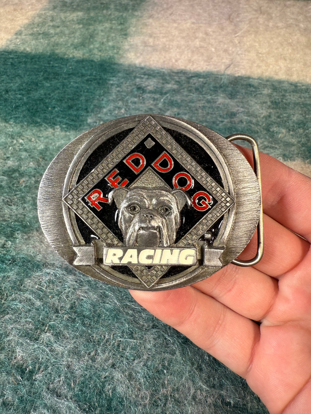 Vintage Red Dog Beer Racing Belt Buckle