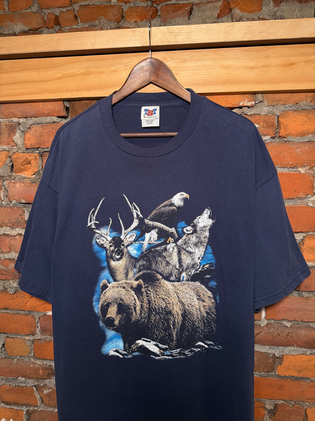 Vintage 90s Wildlife Blue T-Shirt (2XL)