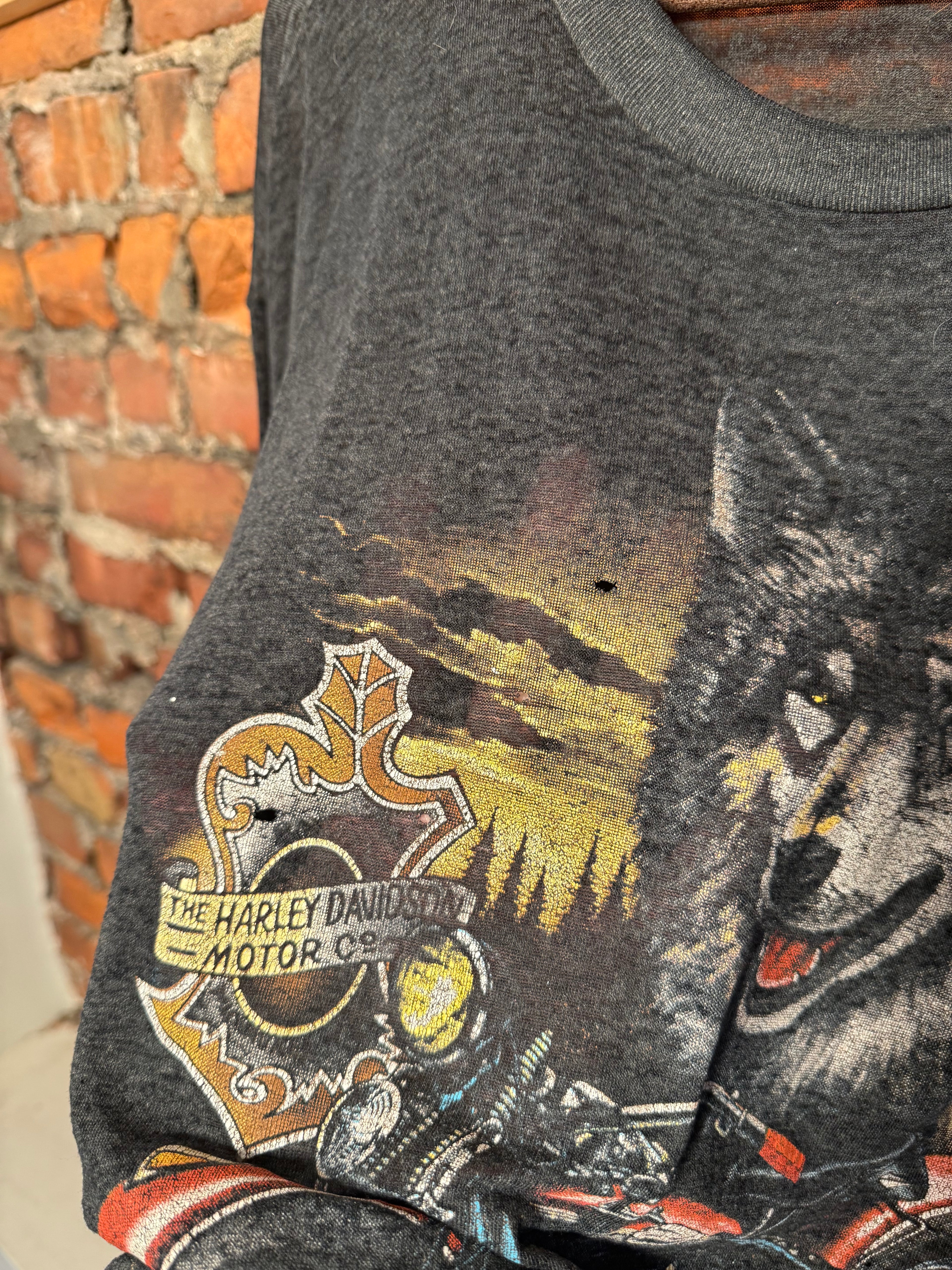 Vintage 1991 Harley Davidson 3D Emblem Survivor T-Shirt (XL)