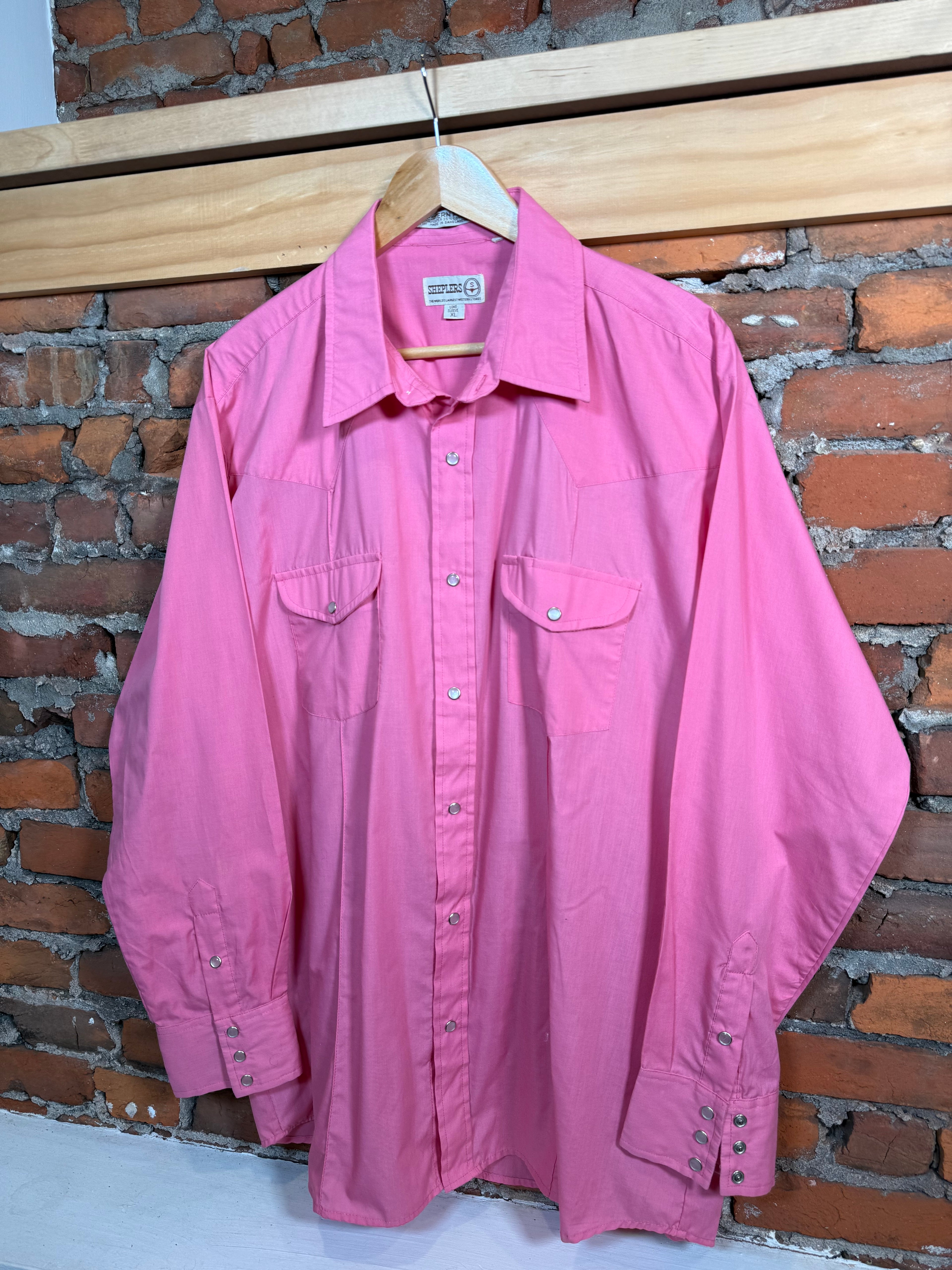 Vintage Sheplers Pink Western Shirt (XL)