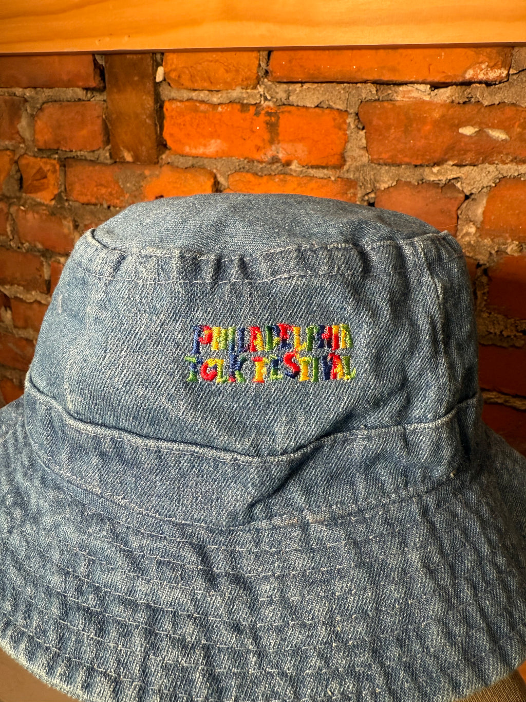 Vintage Philadelphia Folk Festival Denim Bucket Hat (One Size)