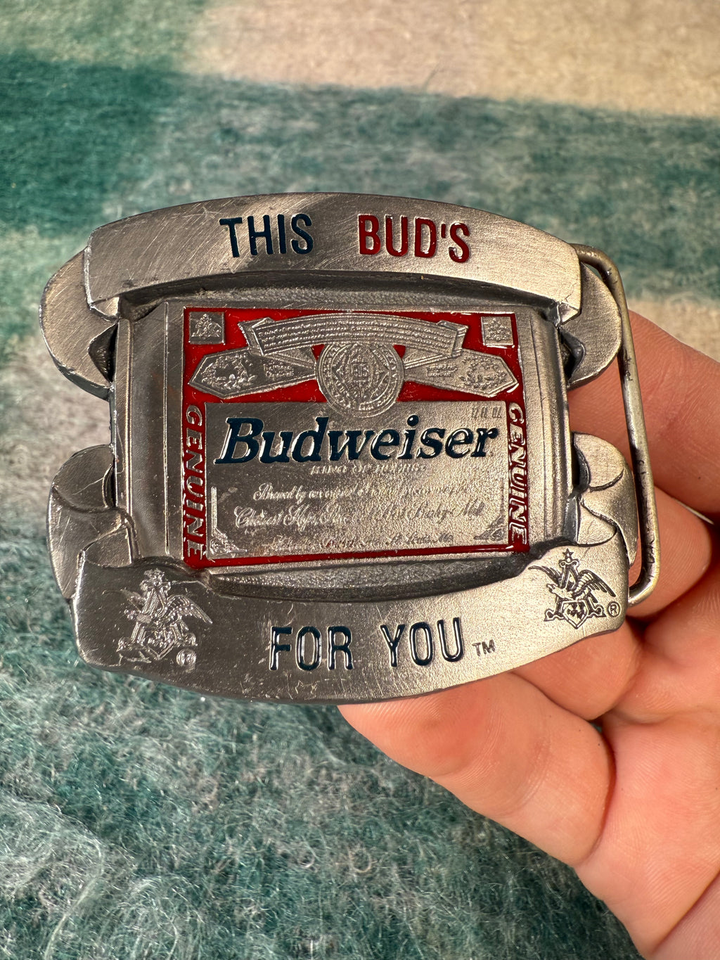 Vintage Budweiser This Buds For You Belt Buckle
