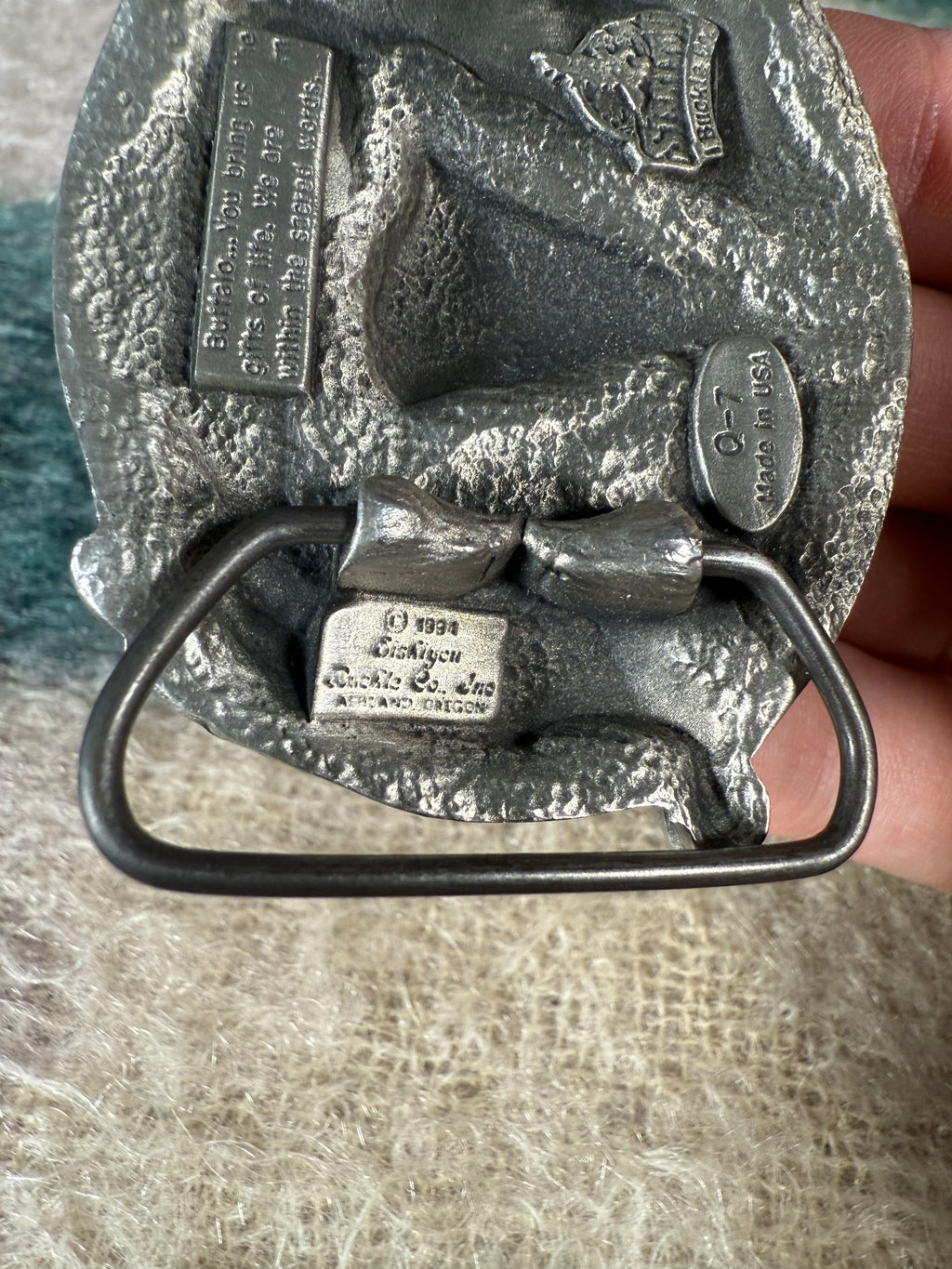 Vintage 1994 Cow Skull and Eagles Belt Buckle