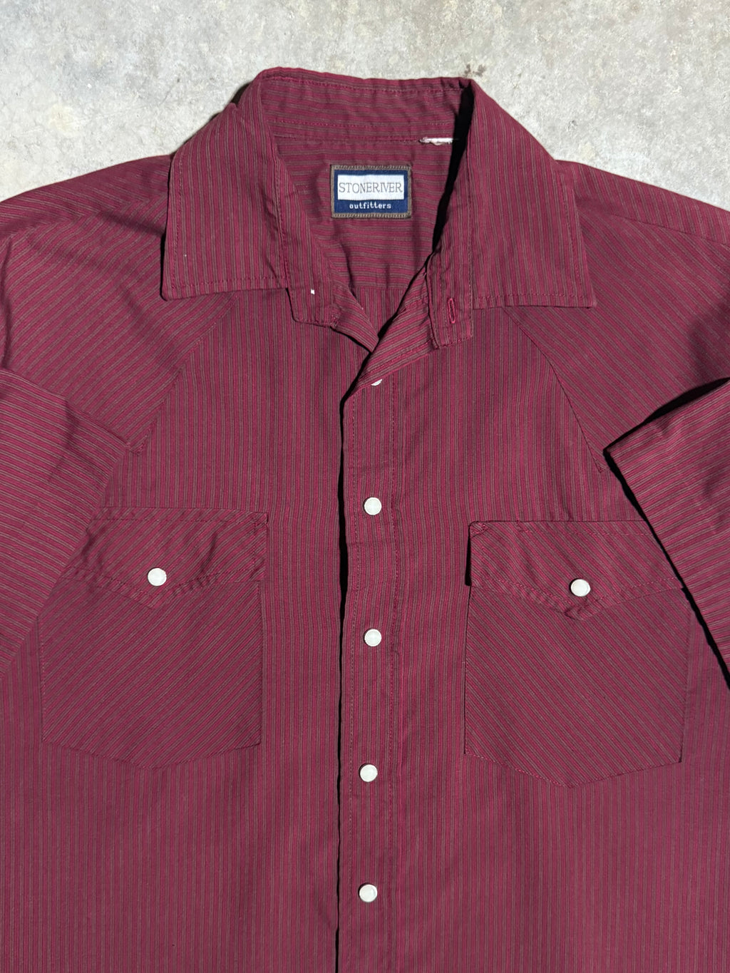 Vintage Stone River Pearl Snap Short Sleeve Shirt (XL)