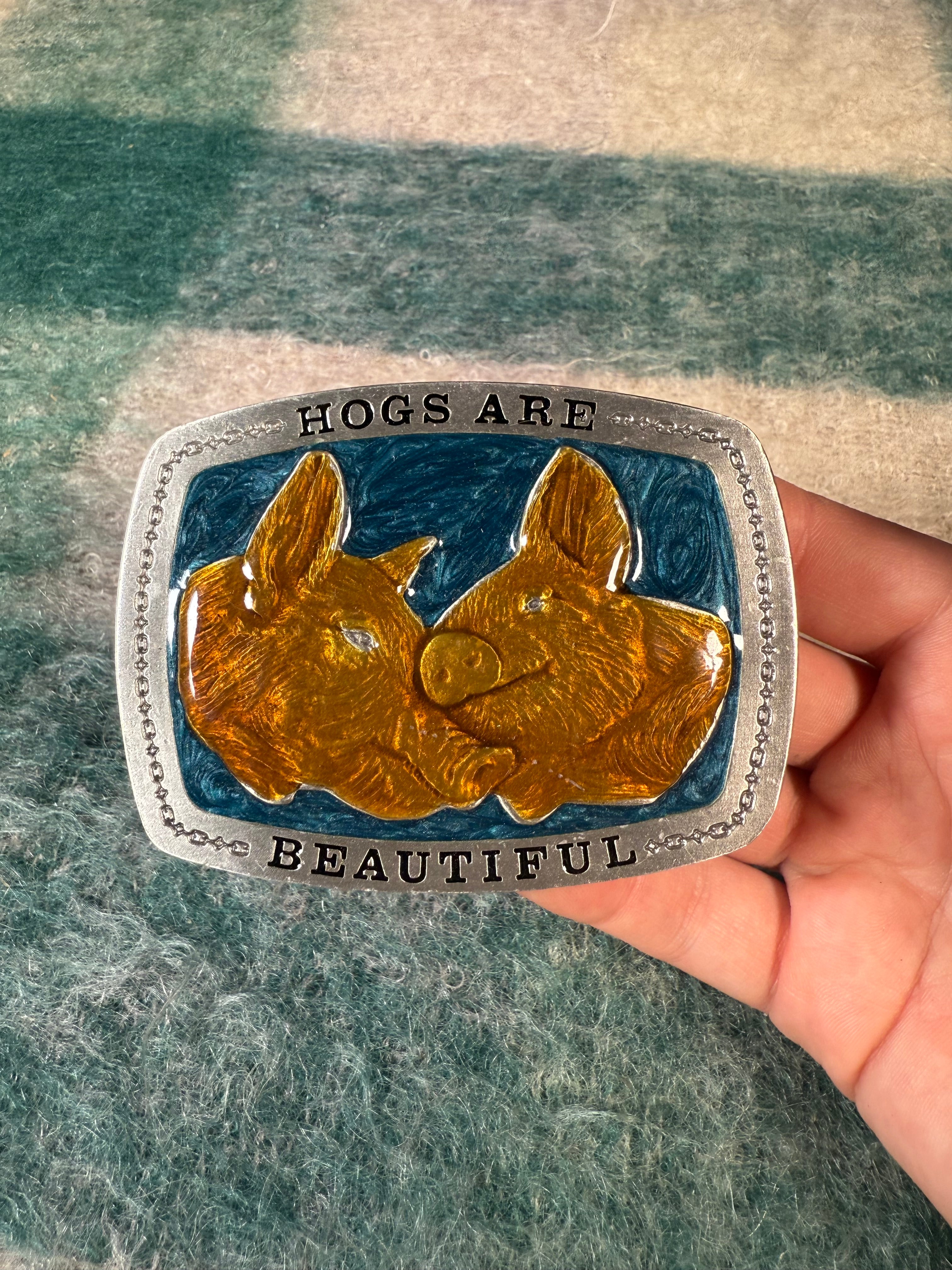 Vintage Hogs Are Beautiful Belt Buckle