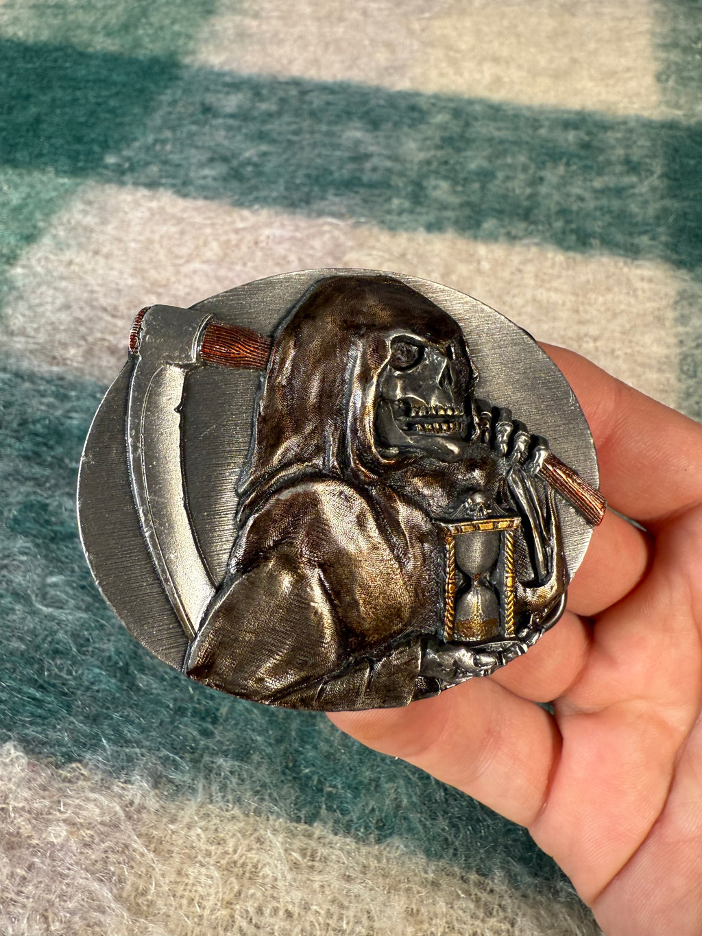 Vintage 90s Grim Reaper Belt Buckle