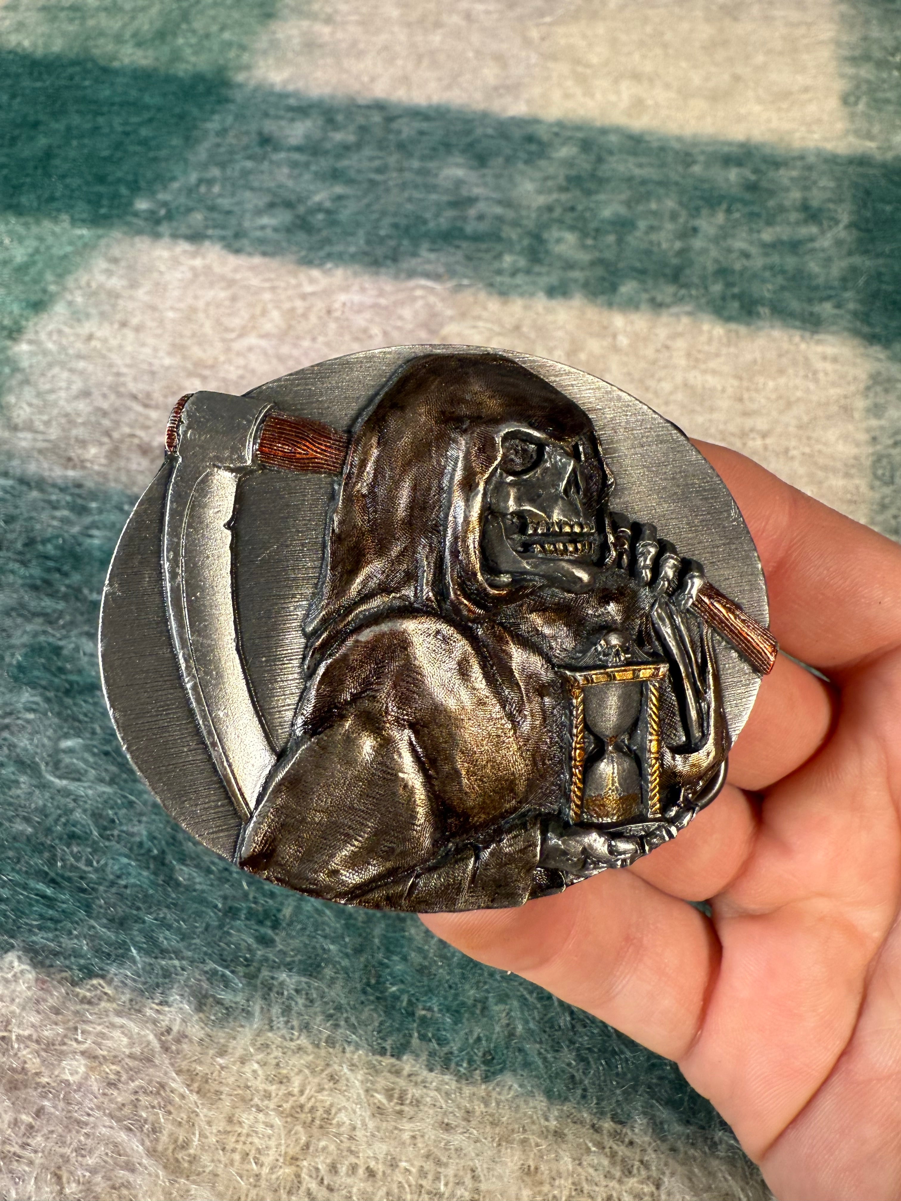 Vintage 90s Grim Reaper Belt Buckle