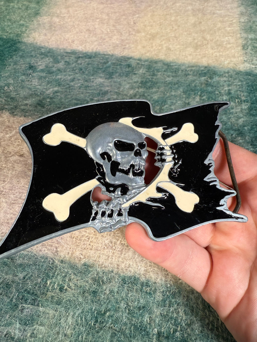 2000s Skeleton Pirate Flag Belt Buckle