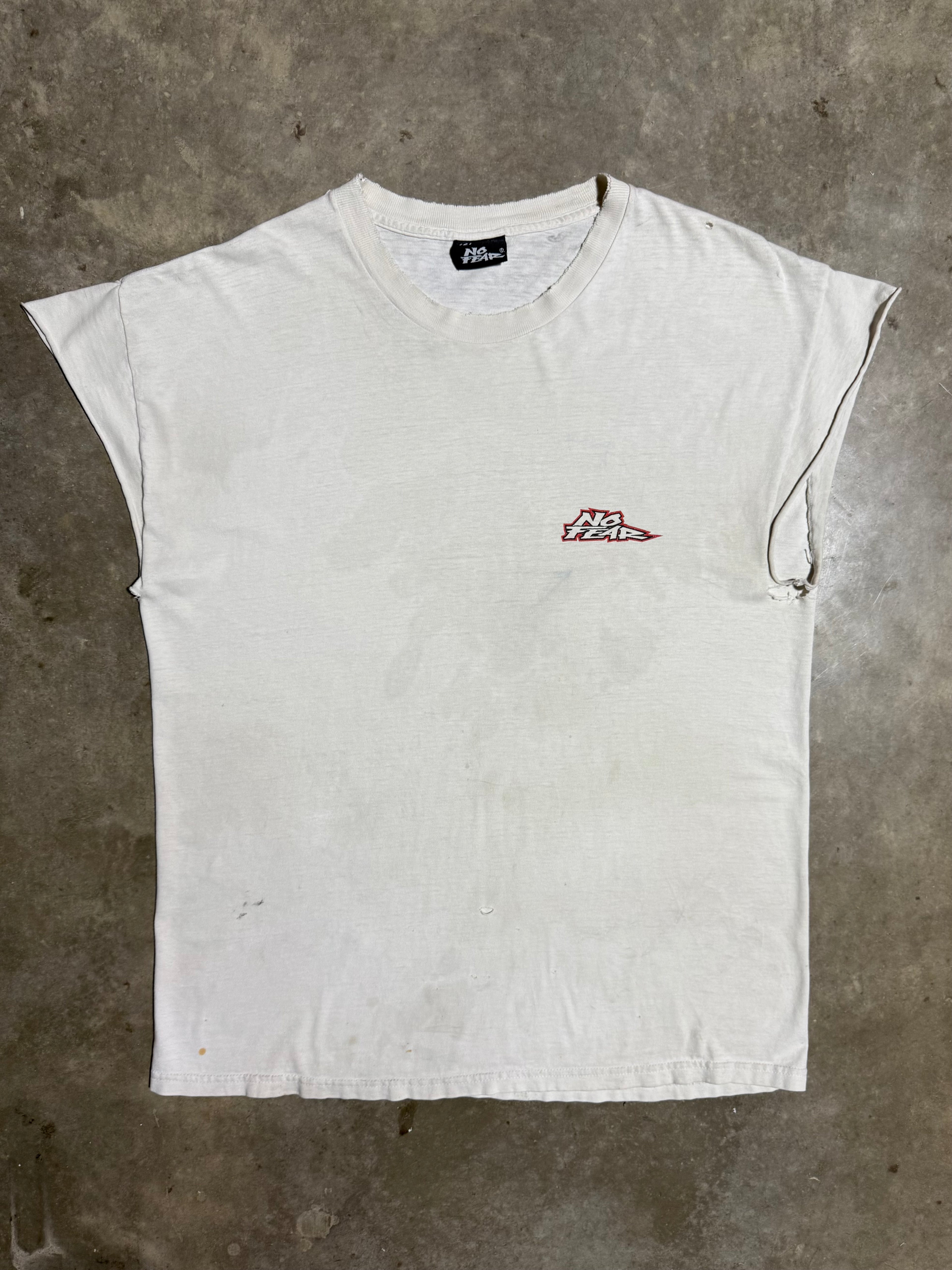 Vintage No Fear Can of Whoop-Ass Distressed Cutoff Tee (L)