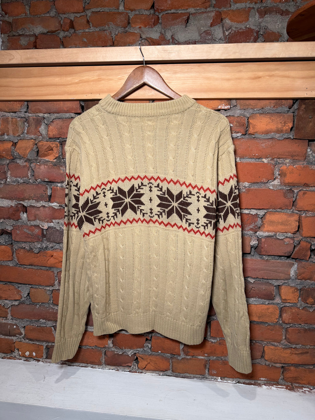 Vintage 70s Kings Road Sears Tan Knit Sweater (M)