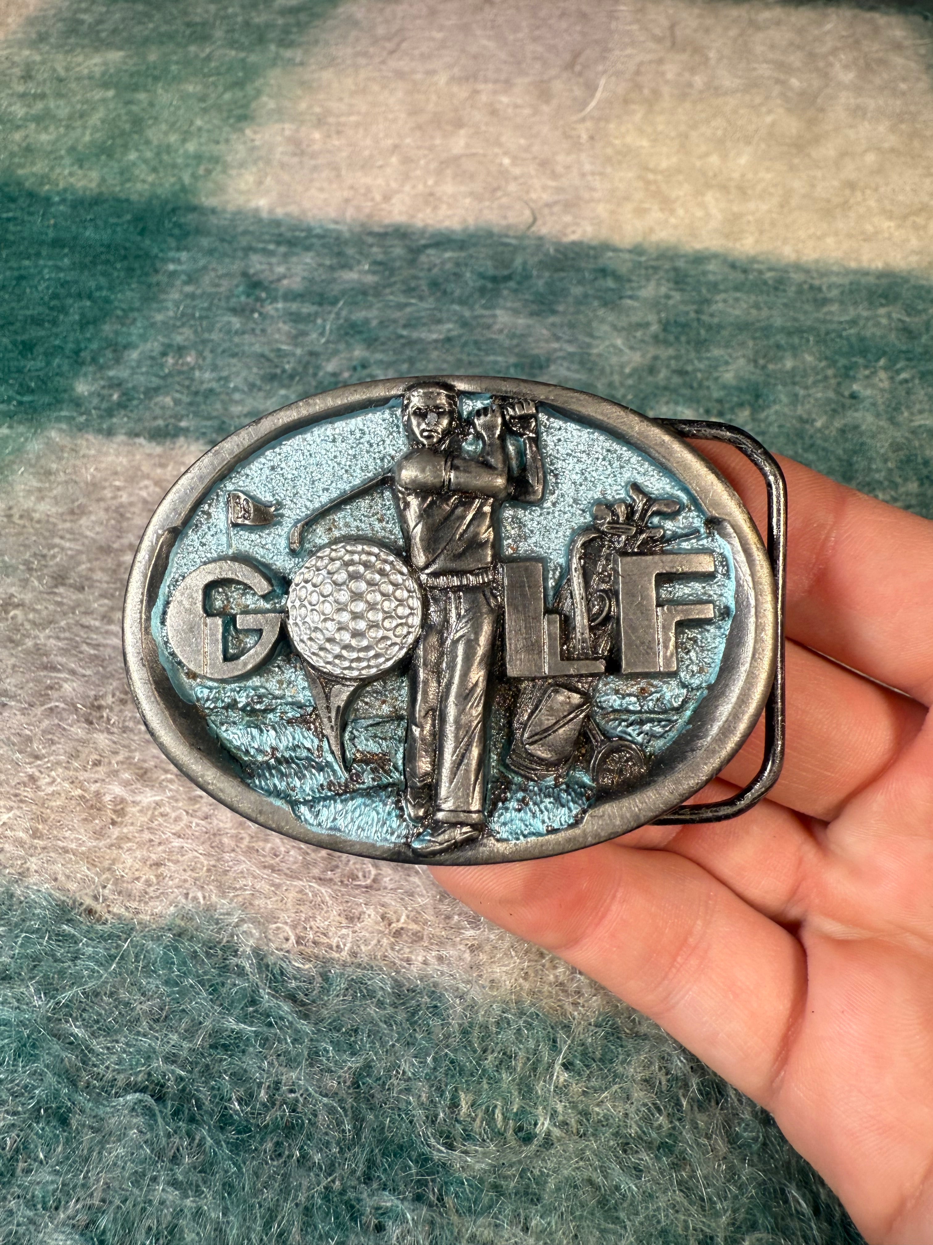 Vintage Golf Blue Belt Buckle