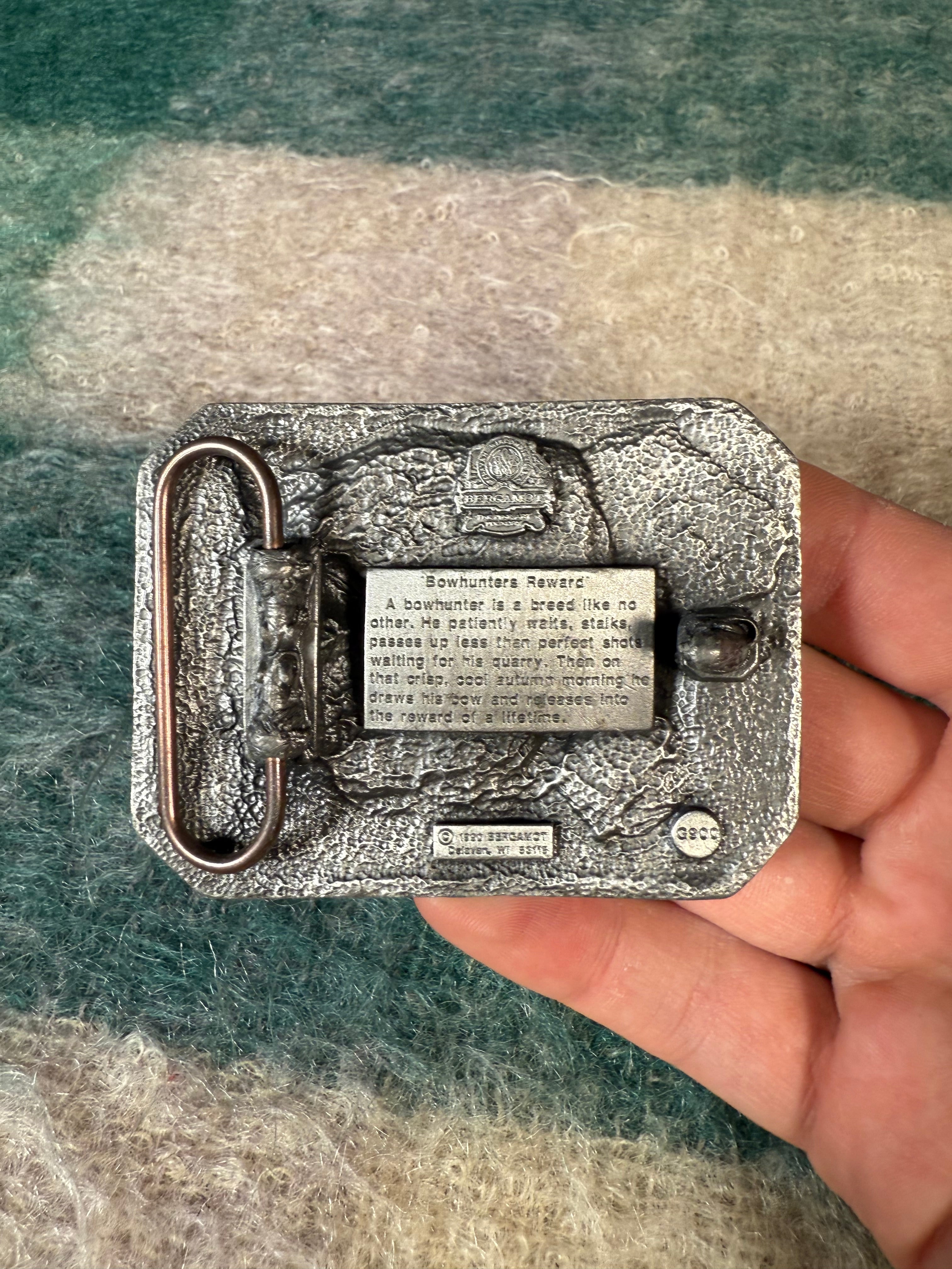 Vintage Bowhunting Buck Belt Buckle