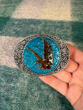 Vintage Soaring Eagle Blue Belt Buckle