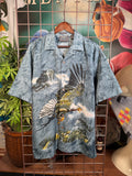 Y2K All Over Print Eagle Button Up Shirt (L)