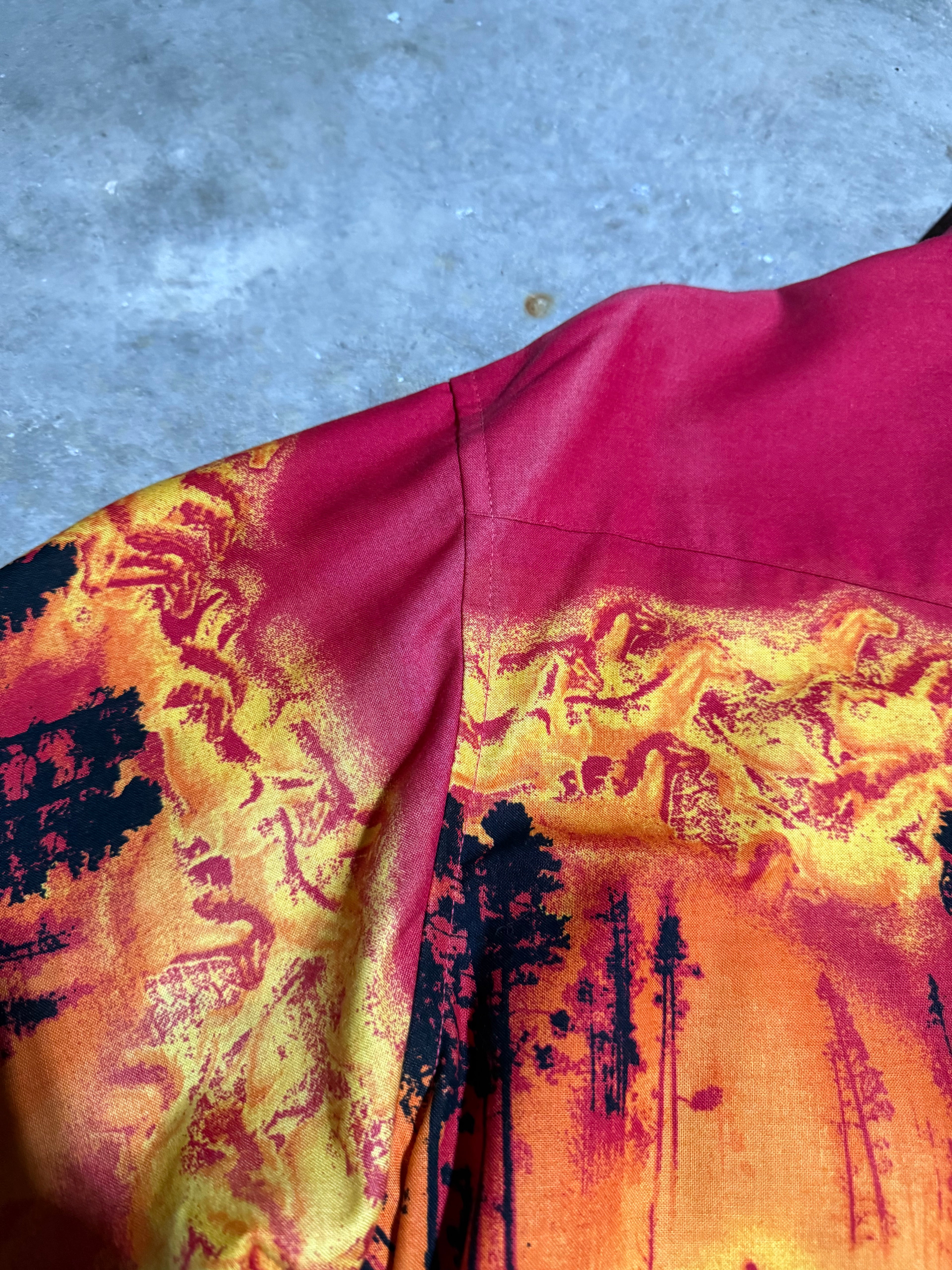 Vintage Wrangler Flaming Forest Pearl Snap Shirt (L)