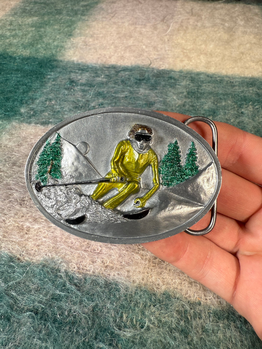 Vintage Skier Belt Buckle