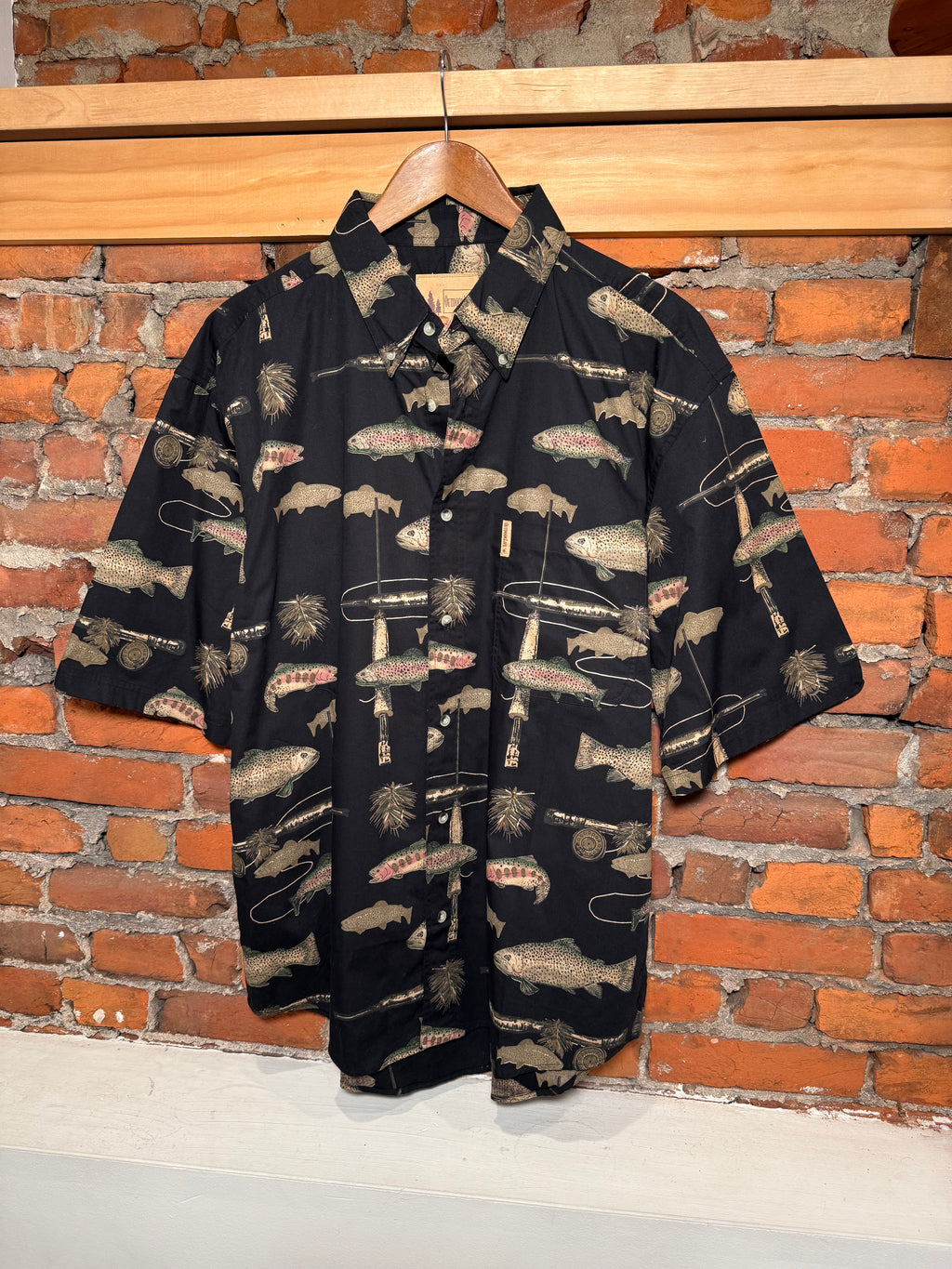 Outdoor Life All Over Fish Button Down Shirt (L)
