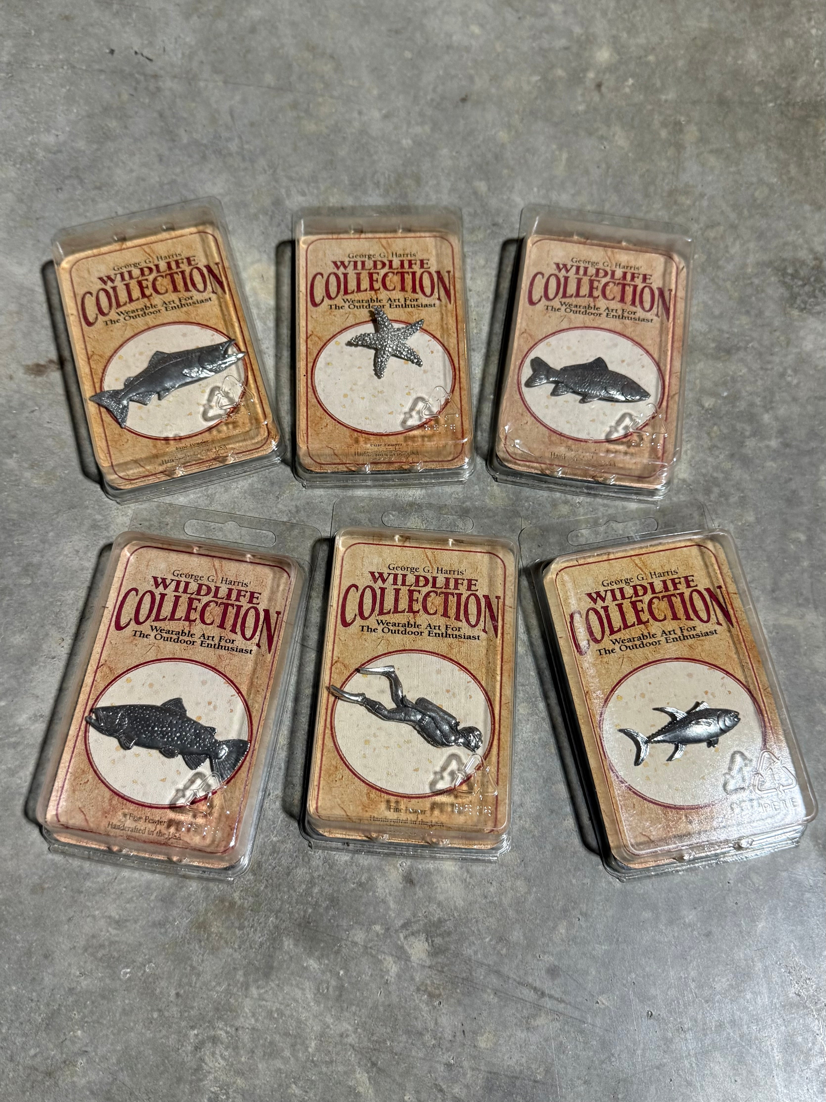 Lot of 6 Vintage Fish/Ocean Wildlife Pins