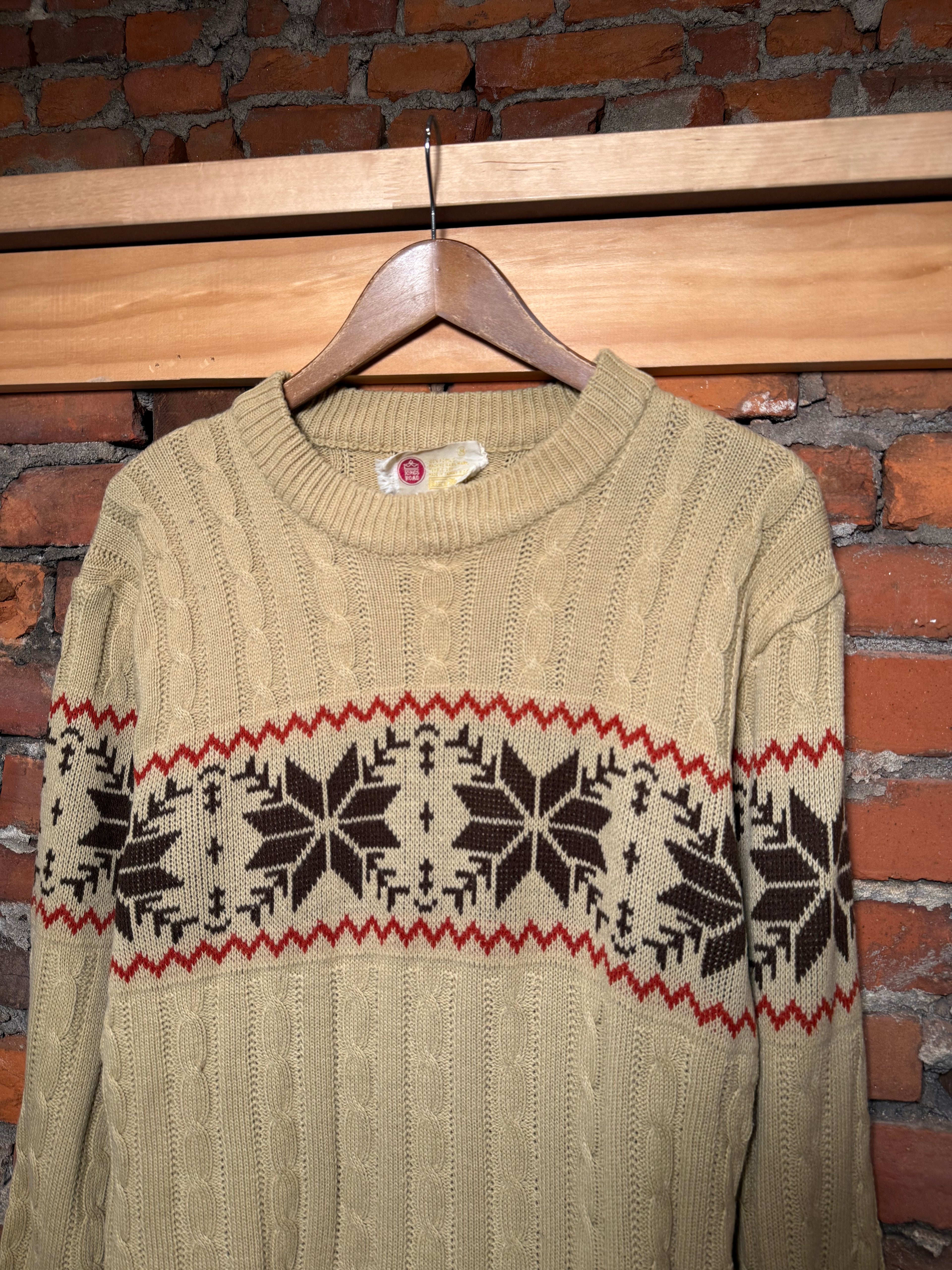 Vintage 70s Kings Road Sears Tan Knit Sweater (M)
