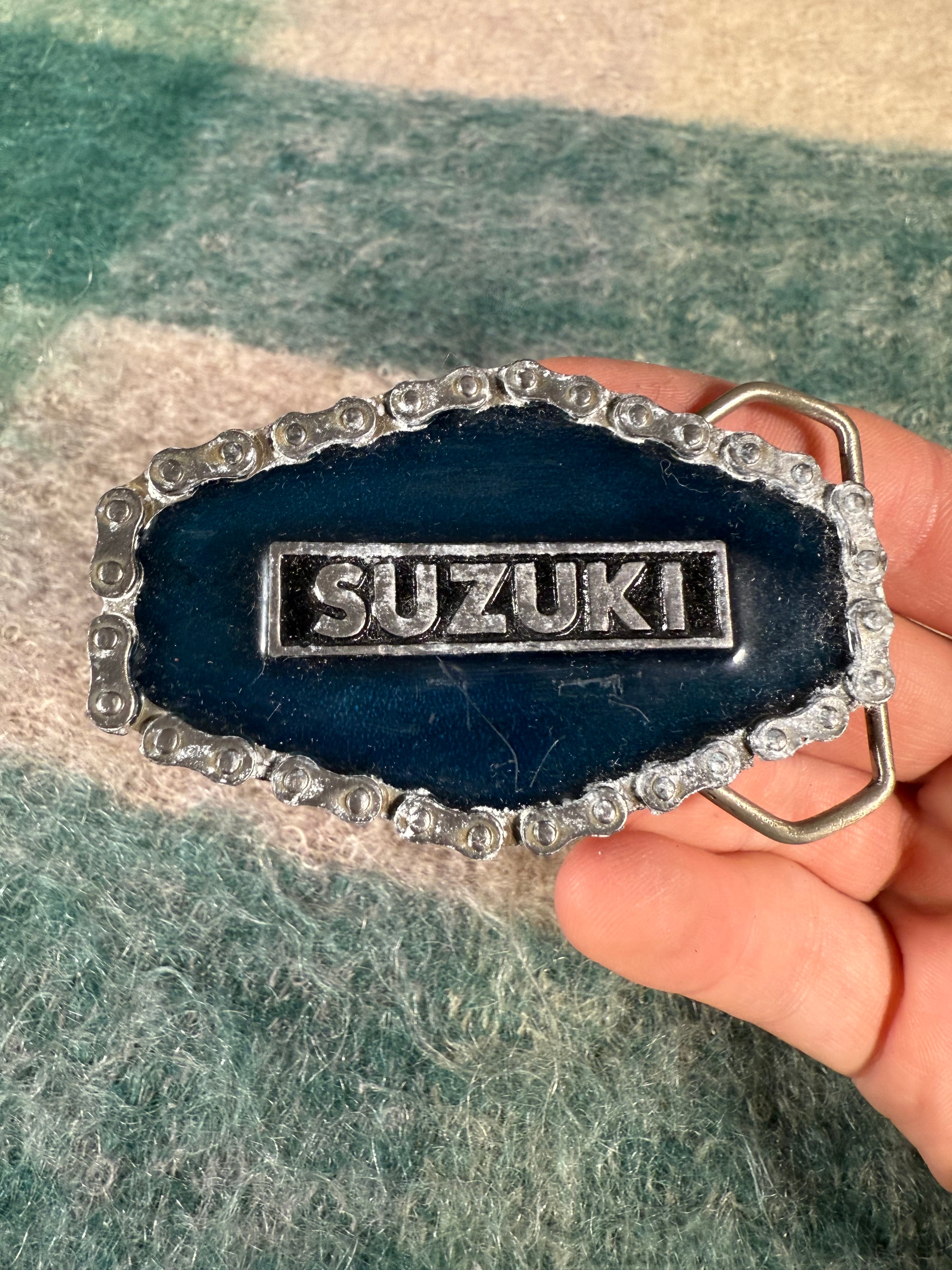 Vintage Suzuki Motorcycle Chain Belt Buckle
