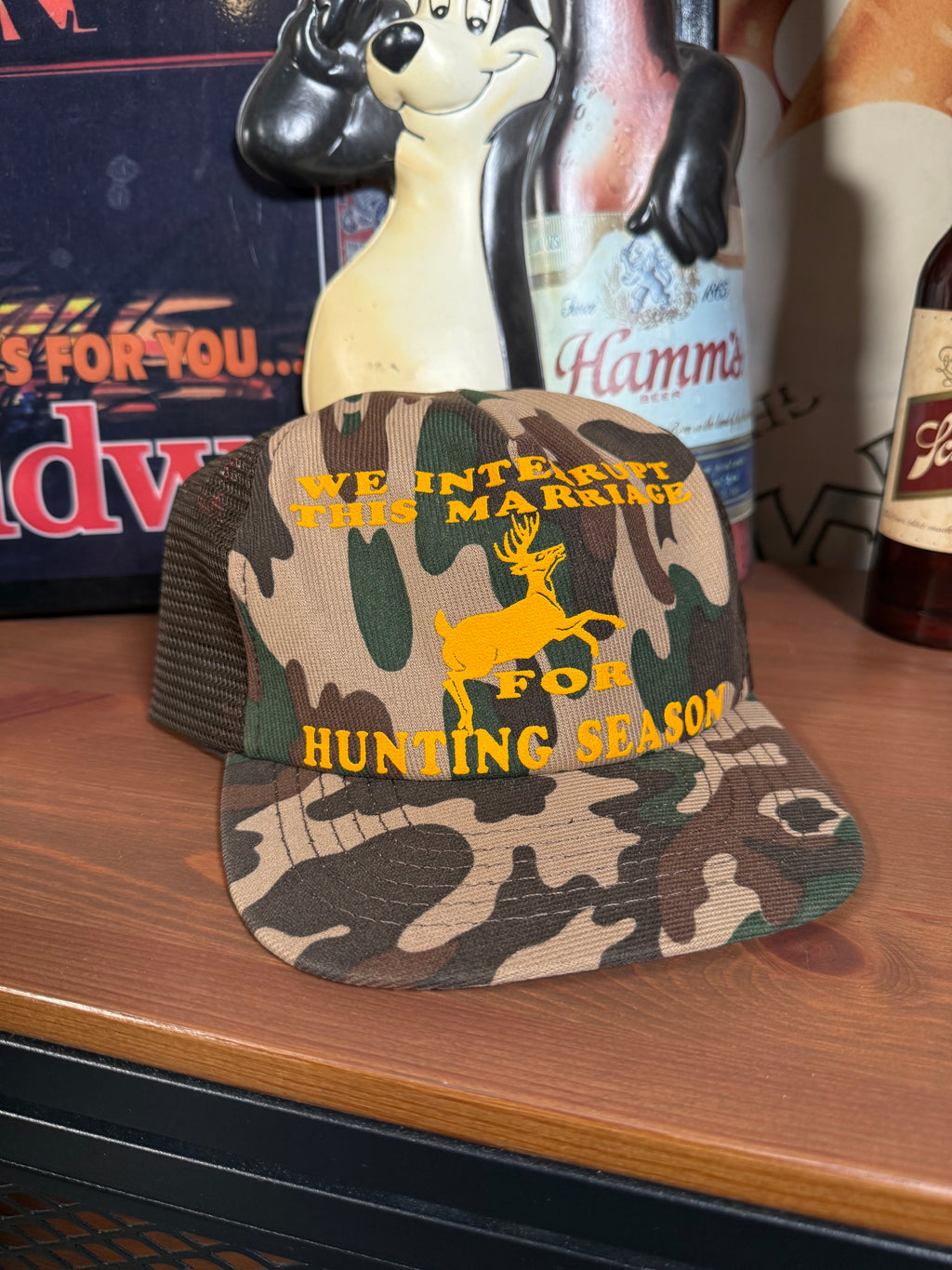 Vintage 80s We Interrupt This Marriage For Hunting Season Trucker Hat