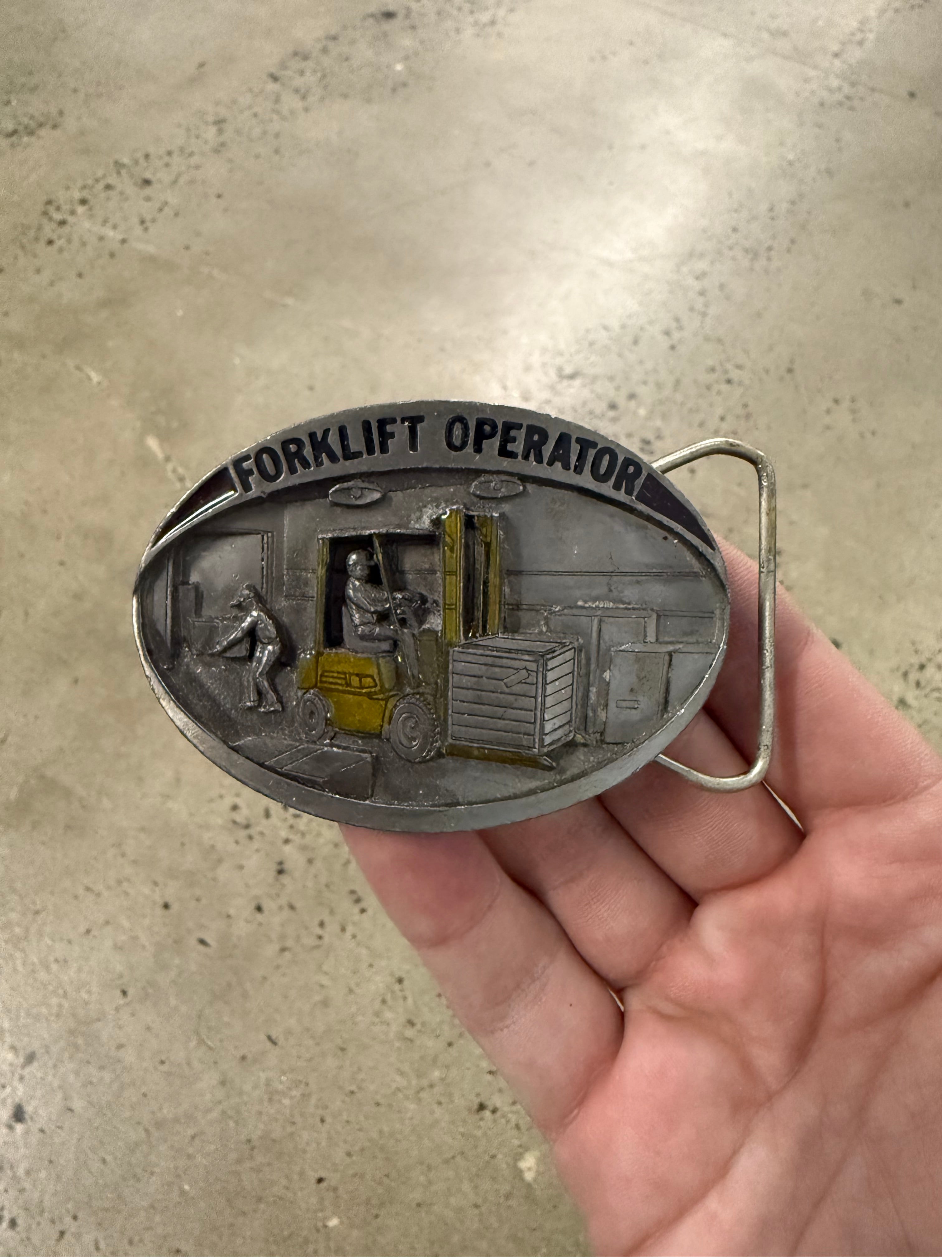Vintage Multicolor Forklift Operator Belt Buckle