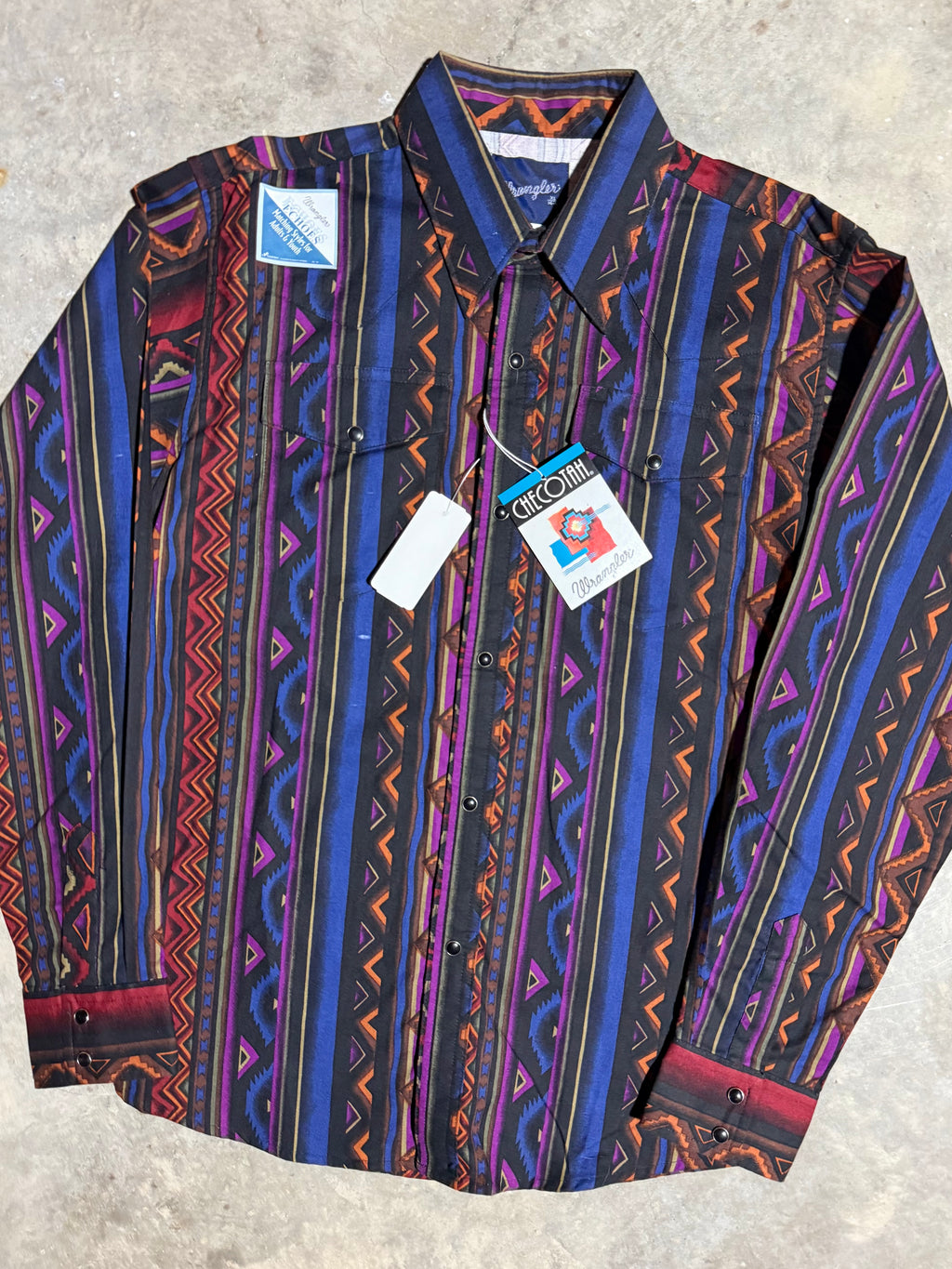 Vintage Wrangler Checotah Pattern Western Shirt (Youth XL)