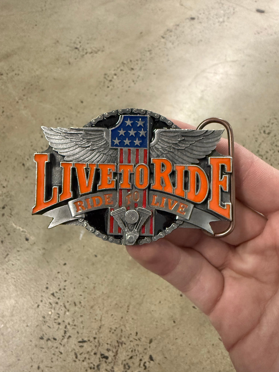 Vintage Live To Ride #1 Belt Buckle