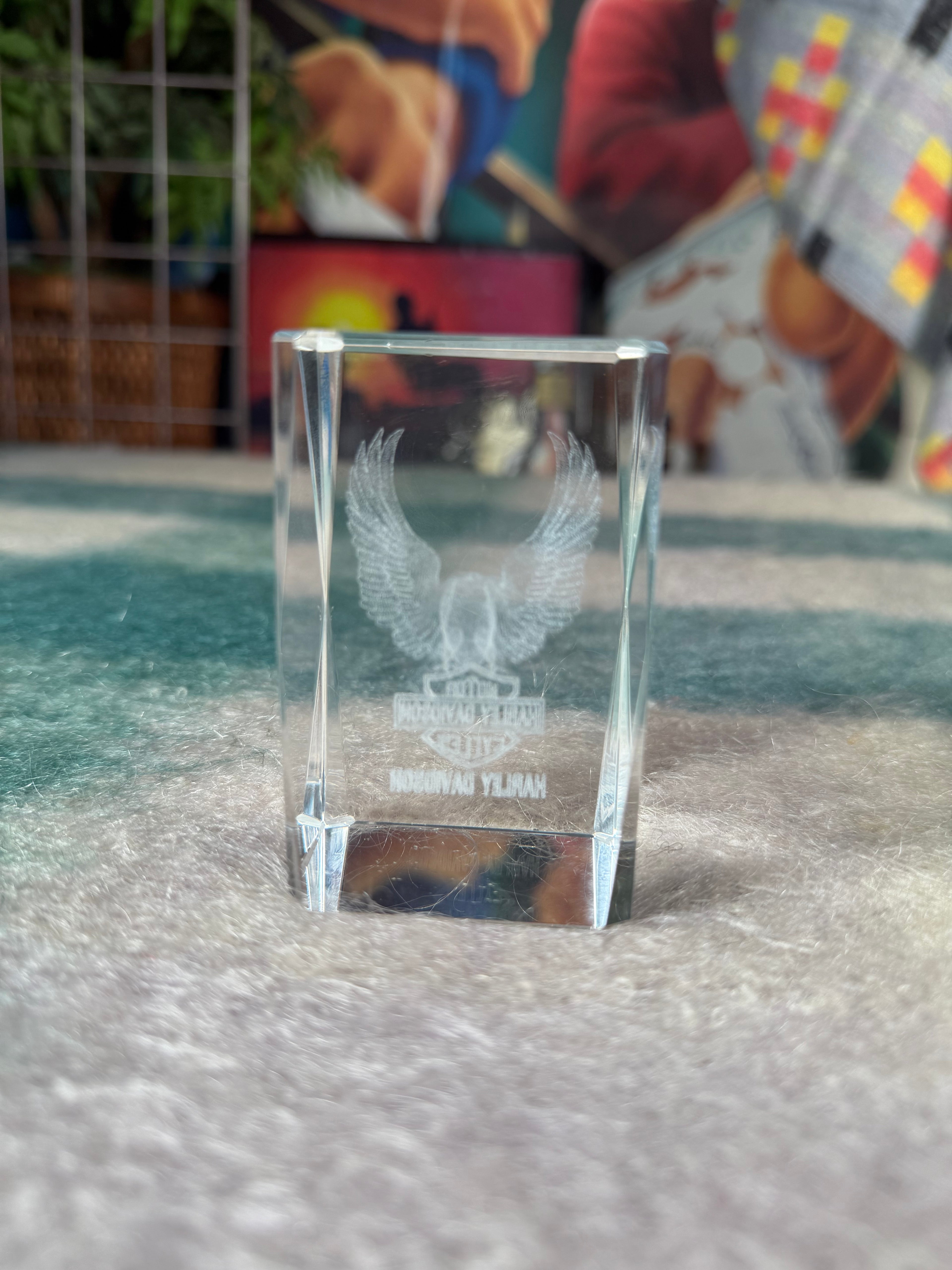 Vintage Harley Davidson 3D Glass Display
