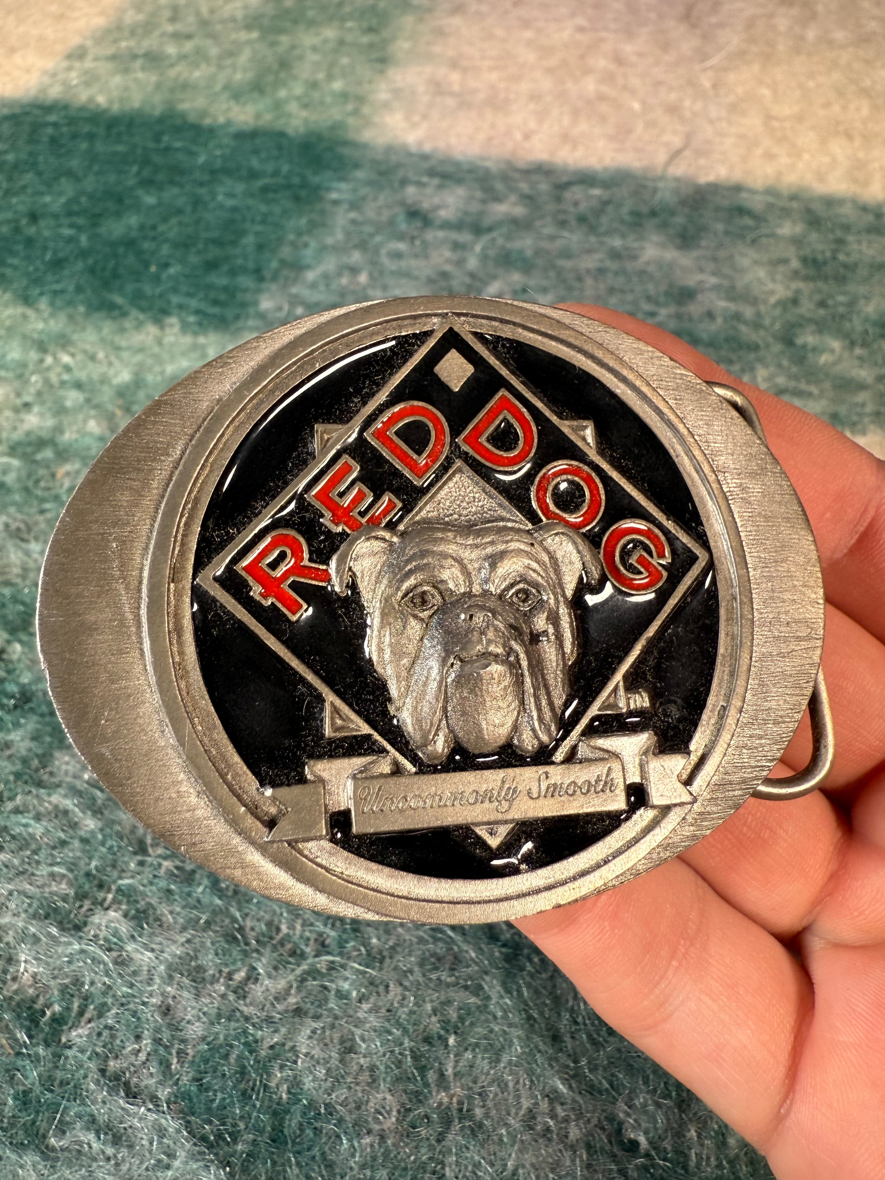 Vintage Red Dog Beer Uncommonly Smooth Belt Buckle
