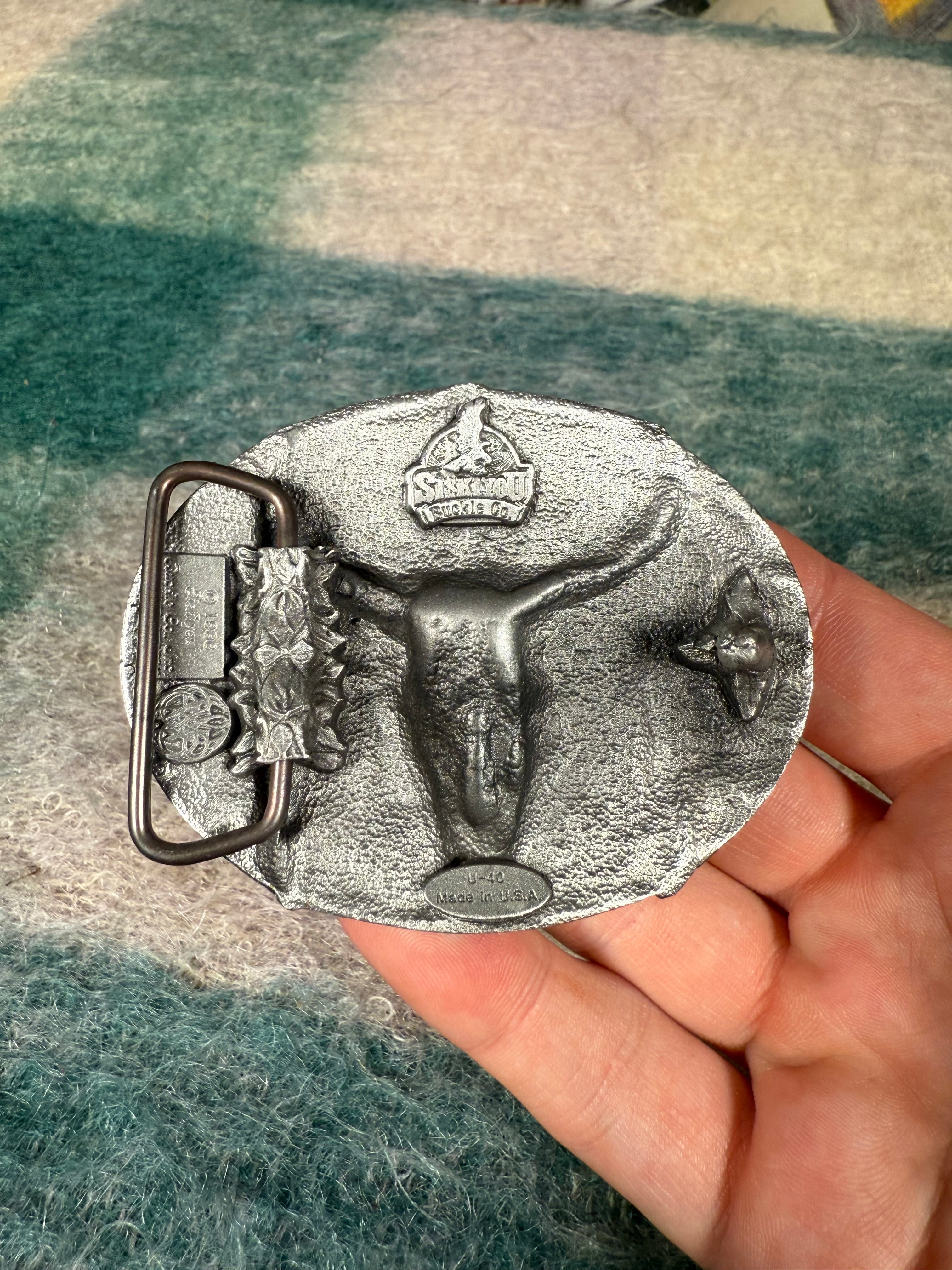 Vintage Cow Skull Western Belt Buckle