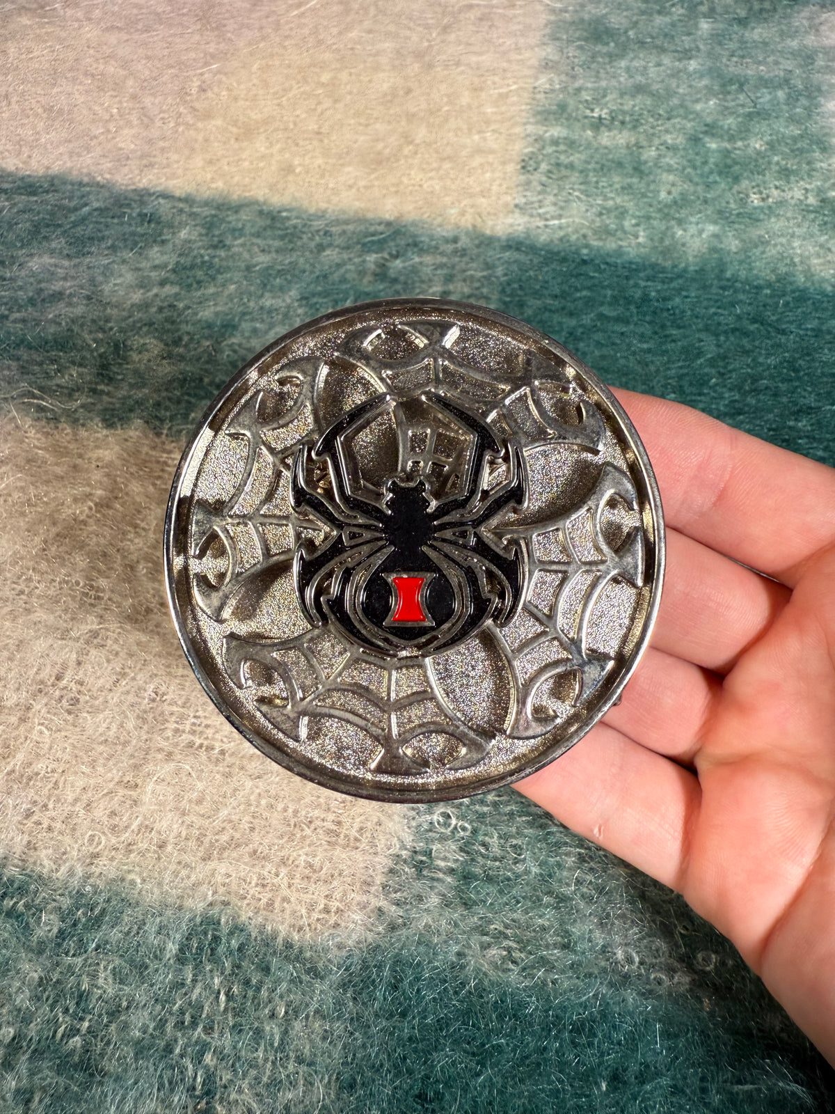 Vintage 2000s Spider Spinning Belt Buckle