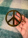 2000s Gold Oversized Peace Belt Buckle