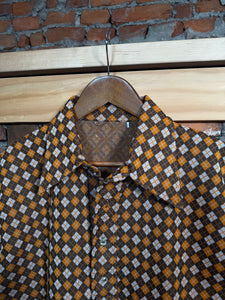 Vintage 70s Big Collar Pattern Shirt (M)