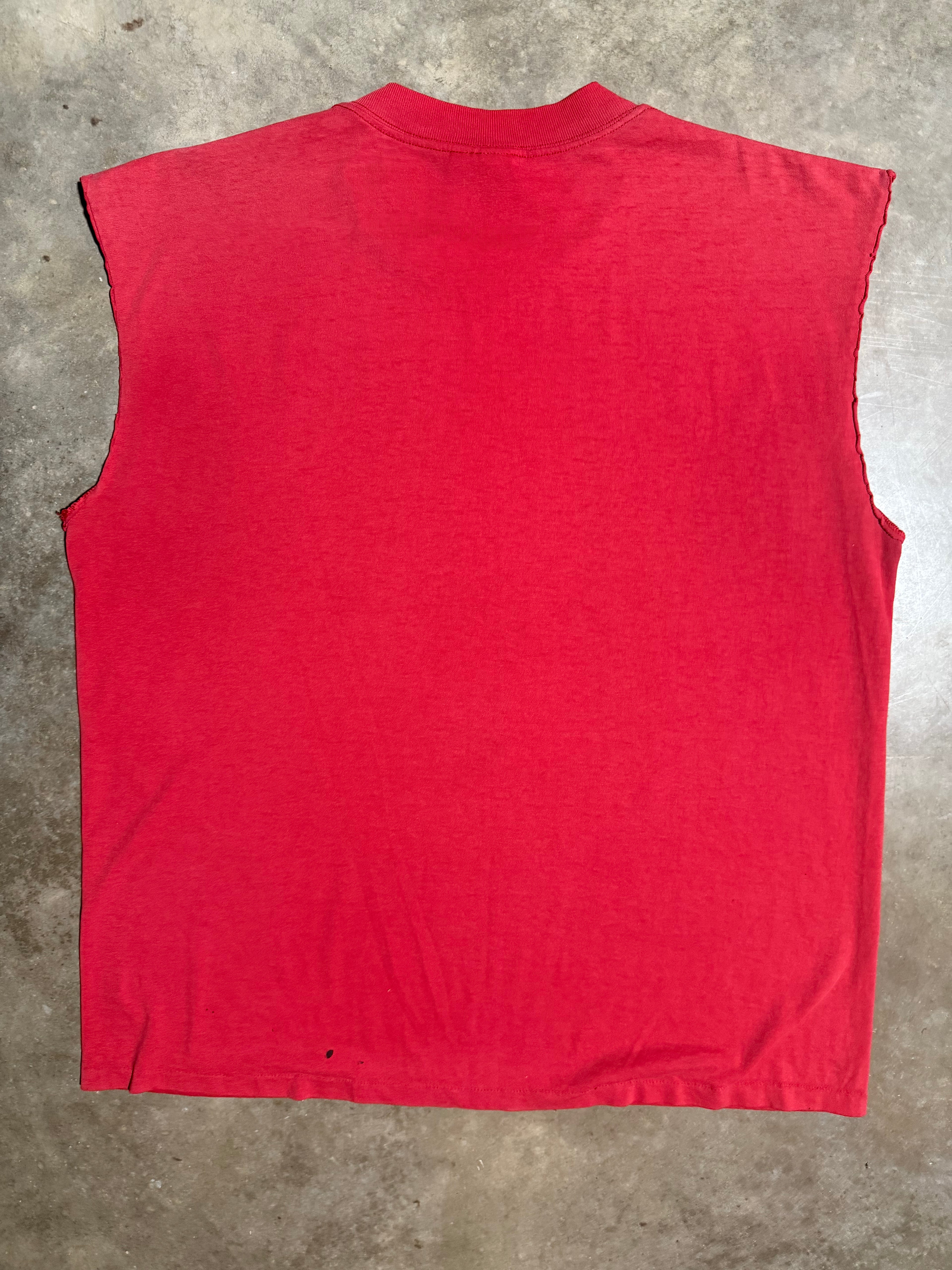 Vintage 90s Cesar El Pueblo Red Cutoff Tee (XL)