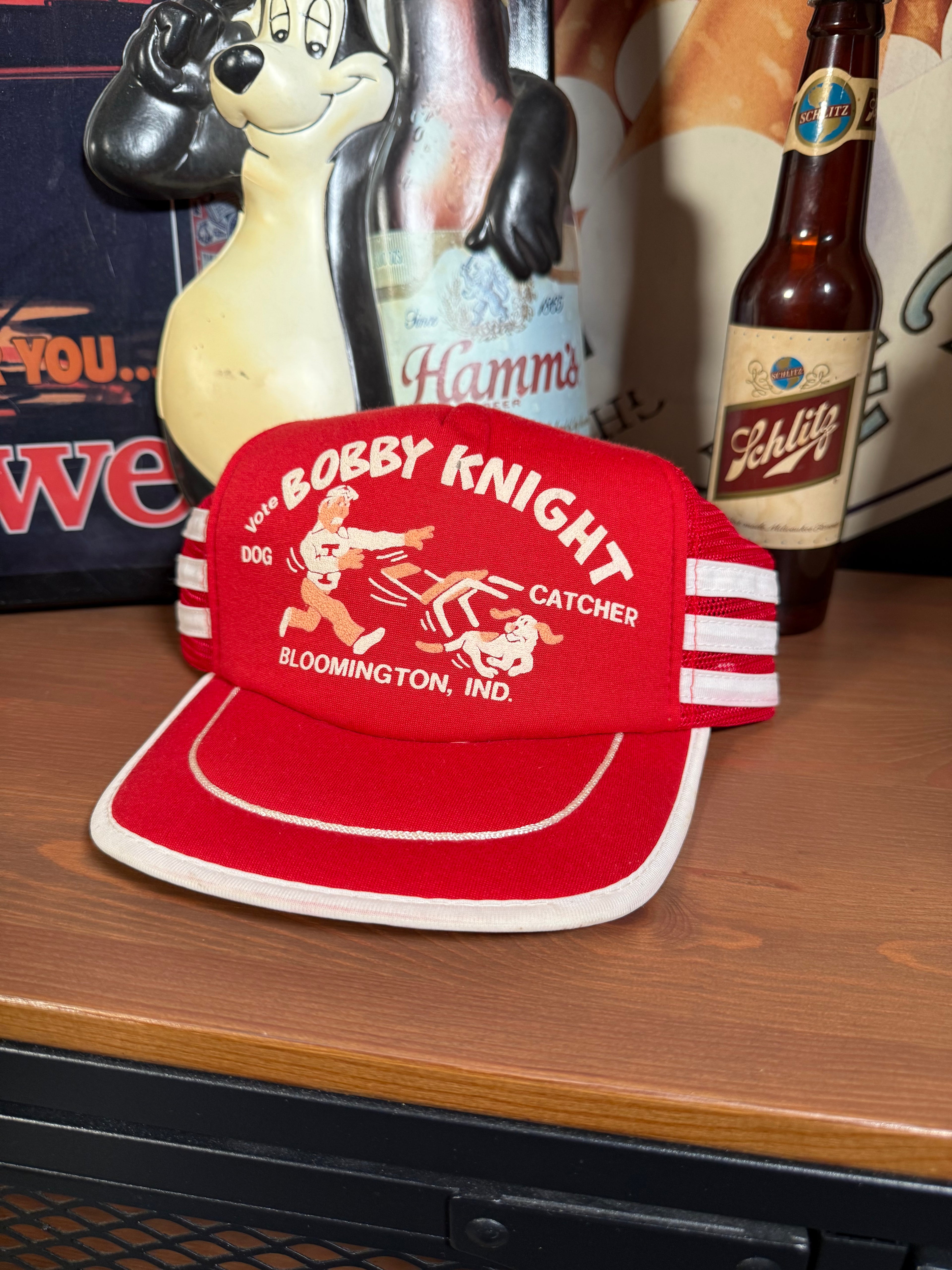 Vintage Vote Bobby Knight Dog Catcher 3 Stripe Trucker Hat