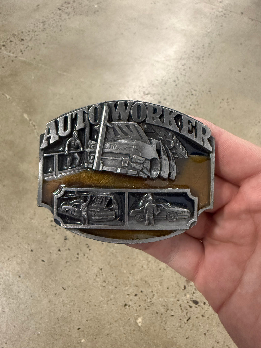 Vintage Autoworker Belt Buckle