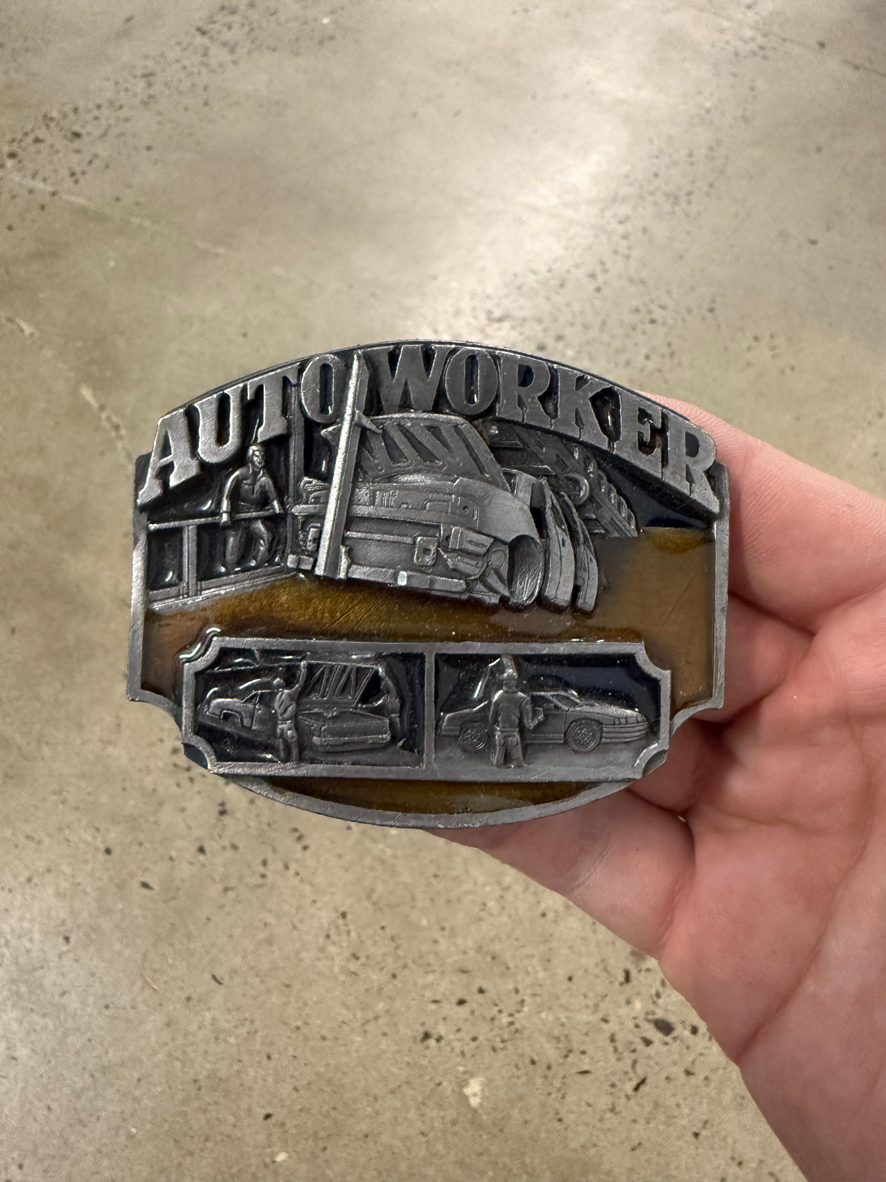 Vintage Autoworker Belt Buckle
