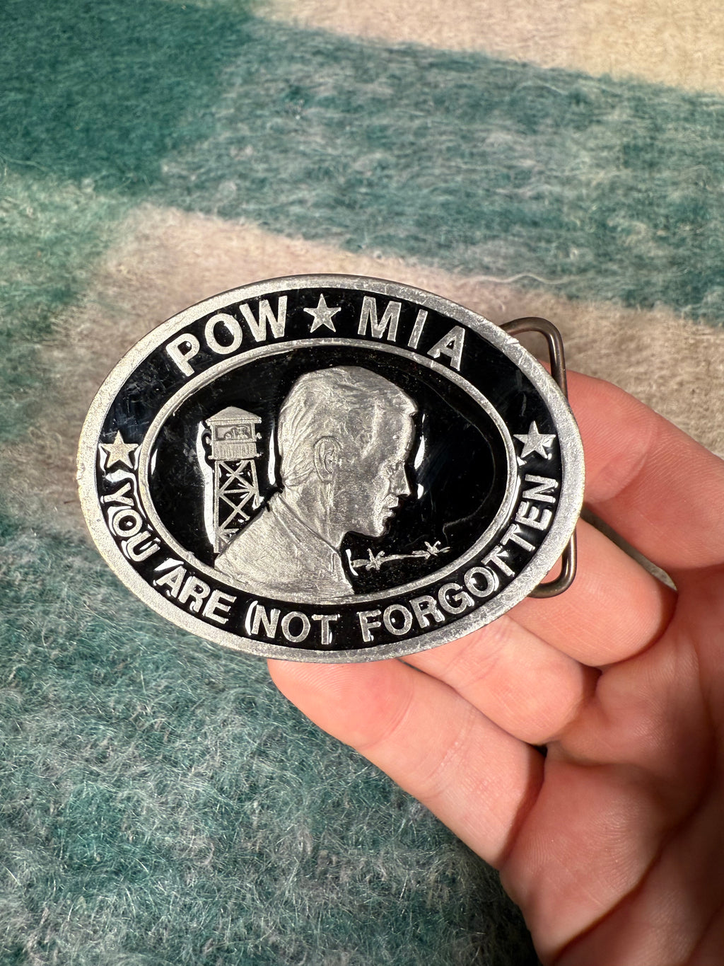Vintage POW MIA You Are Not Forgotten Belt Buckle