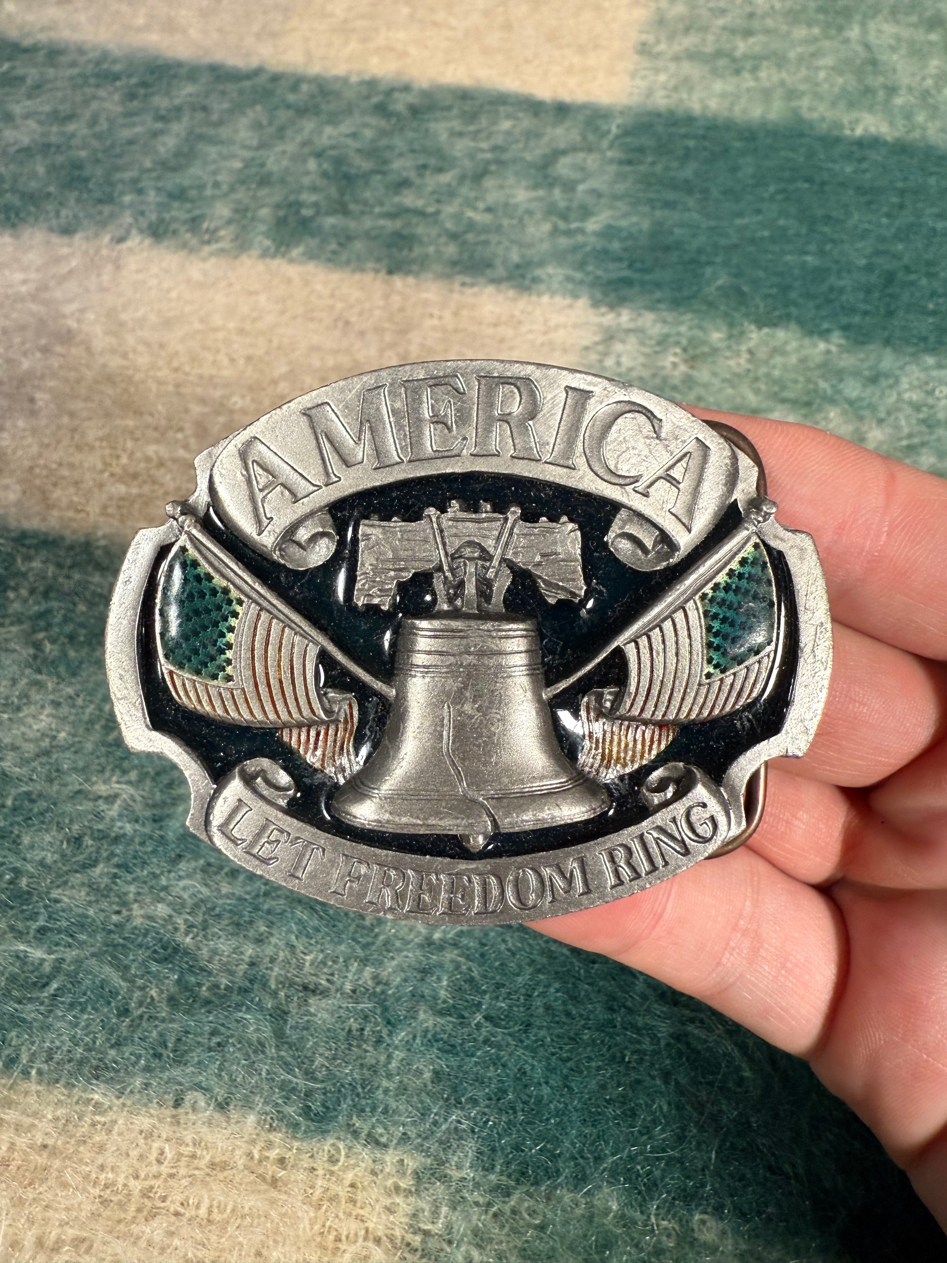 Vintage Liberty Bell Let Freedom Ring Belt Buckle