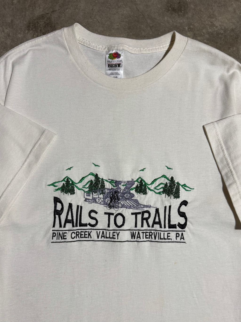 Vintage Rails to Trails Embroidered Tee (L)