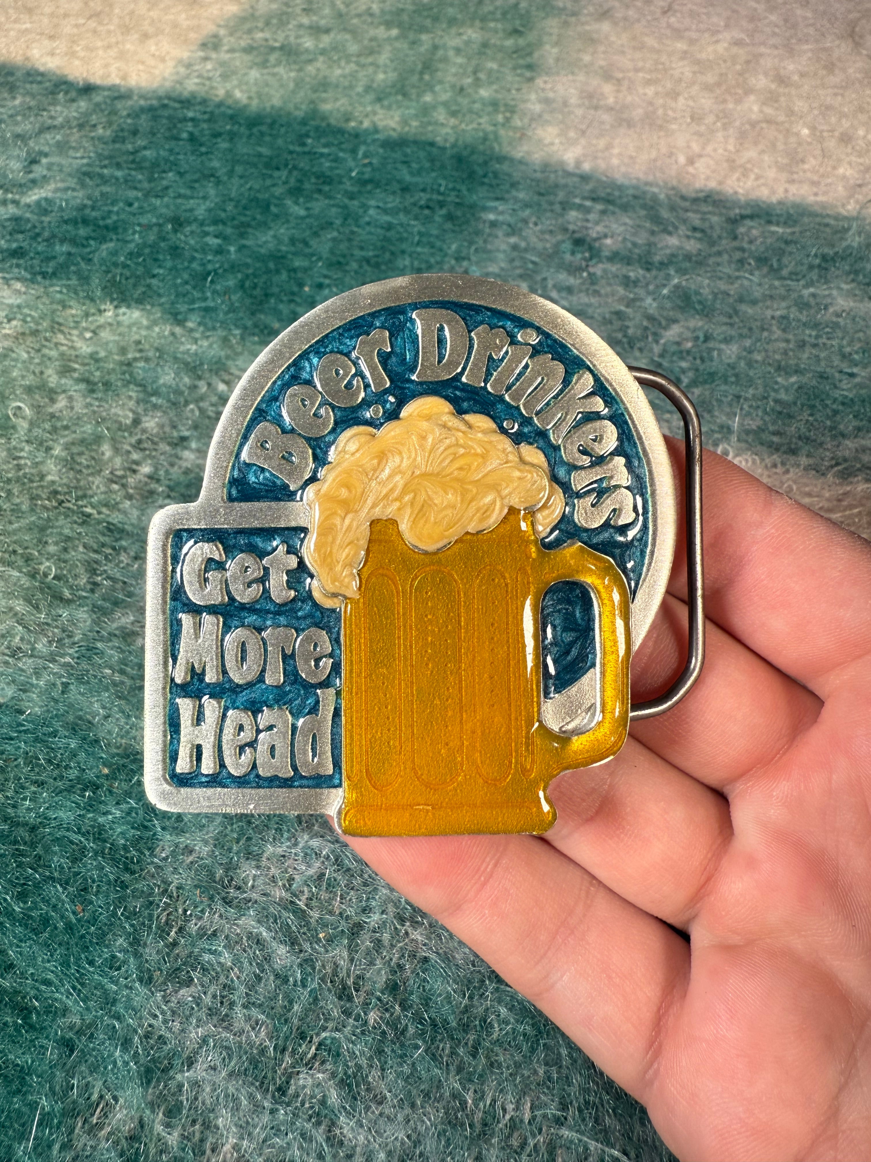 Vintage Beer Drinkers Get More Head Belt Buckle