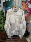 Vintage Carmel Tan Knit Golf Sweater (L)