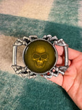 Vintage 3D Skull In Resin Claw Belt Buckle